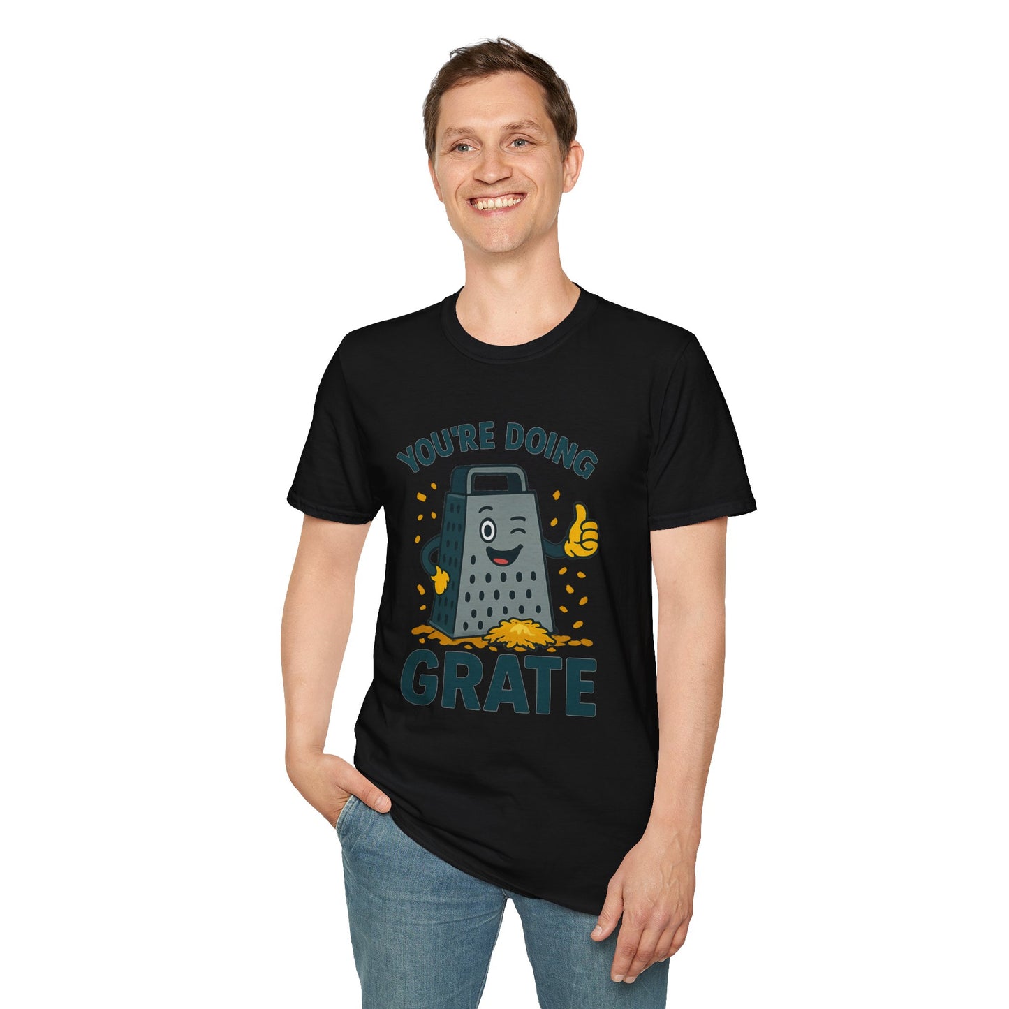 You’re Doing Grate Funny Cheese Grater Pun T-Shirt | Cute Kitchen Humor Graphic Tee | Encouragement Gift for Food & Pun Lovers