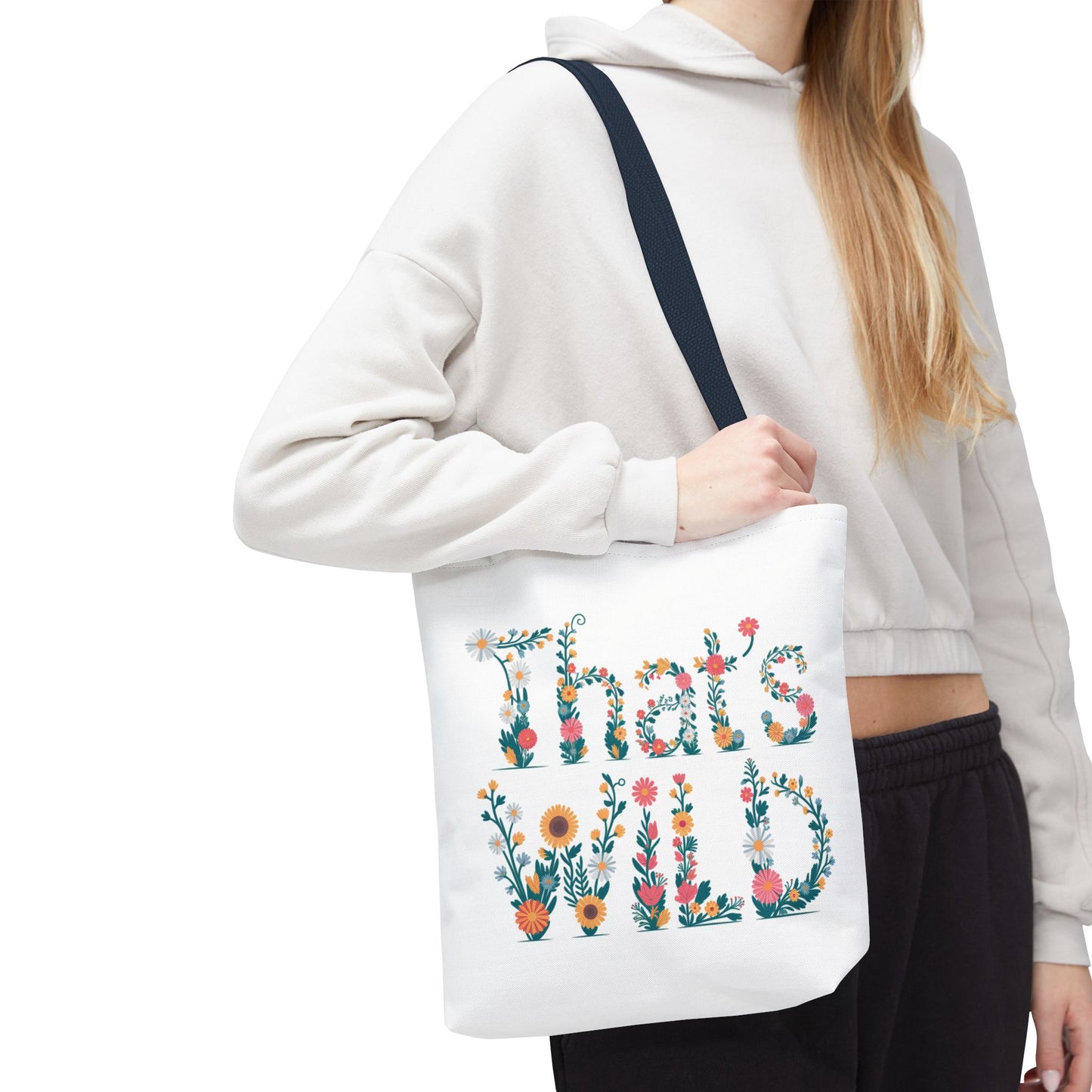 That’s Wild Floral Tote Bag – Cute Boho Canvas Bag With Colorful Flower Lettering, Eco Reusable Shopping Tote, Nature Lover Gift For Everyday Style