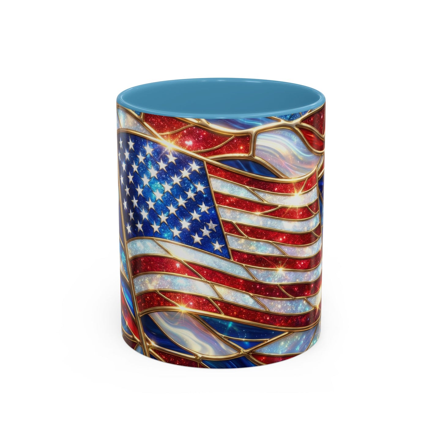 American Flag Mug, Stained Glass Flag Coffee Mug, Patriotic Mug, USA Flag Cup, Fourth Of July Gift, Veterans Gift Mug