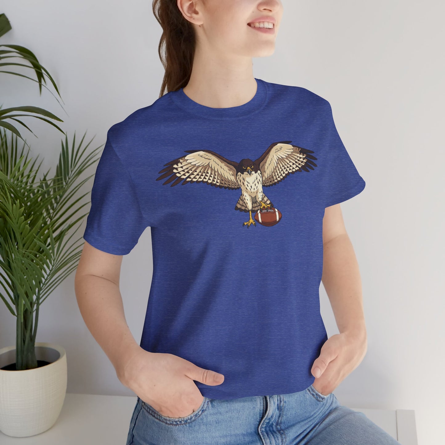 Hawk Football Shirt, Hawk Holding Football T Shirt, Football Mascot Tee, Bird Of Prey Shirt, Sports Fan Gift, Game Day Hawk Tee