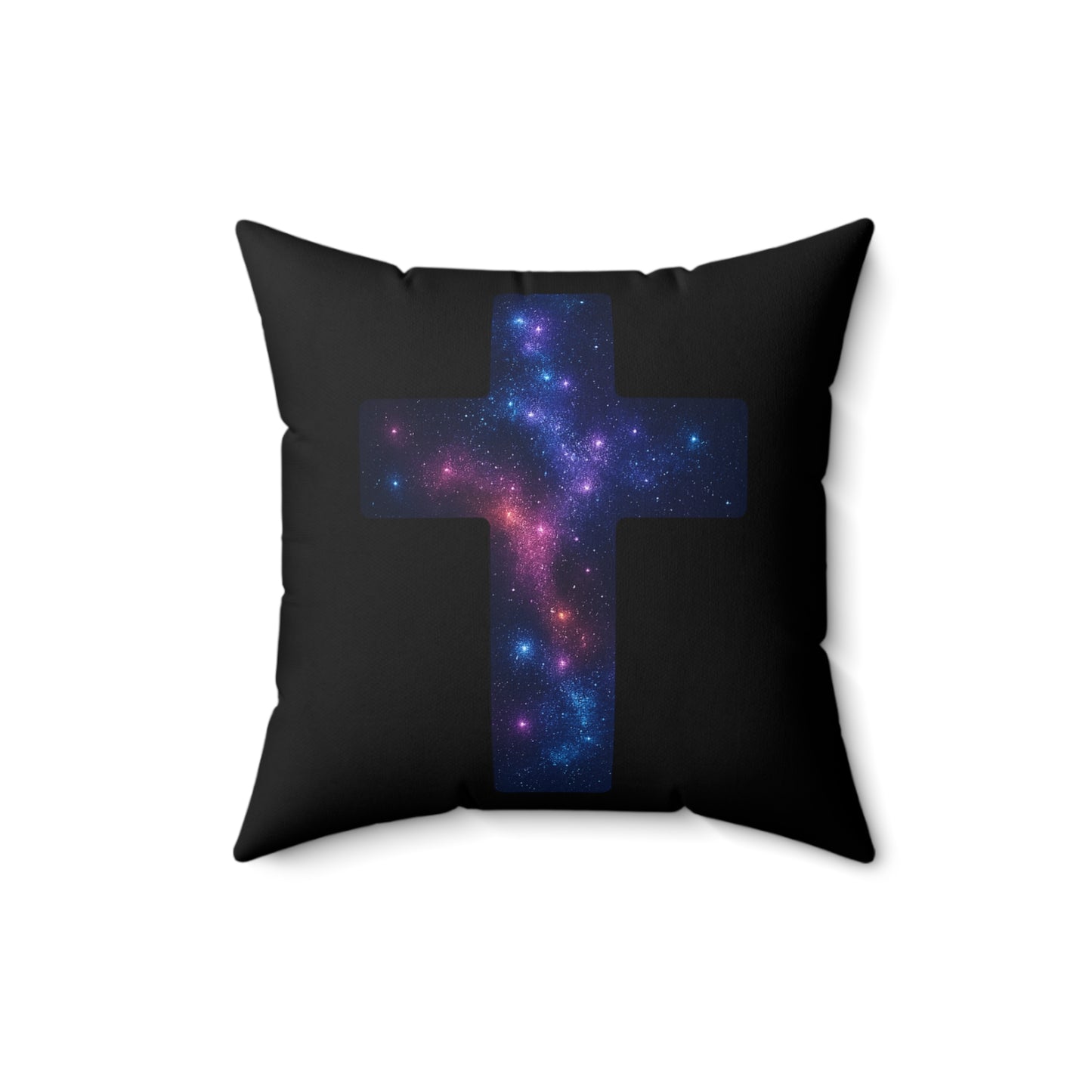 Square Pillow - Cosmic Cross Design Christian Pillow Spiritual Decor Faith Based Throw Religious Decoration Gift for Believers