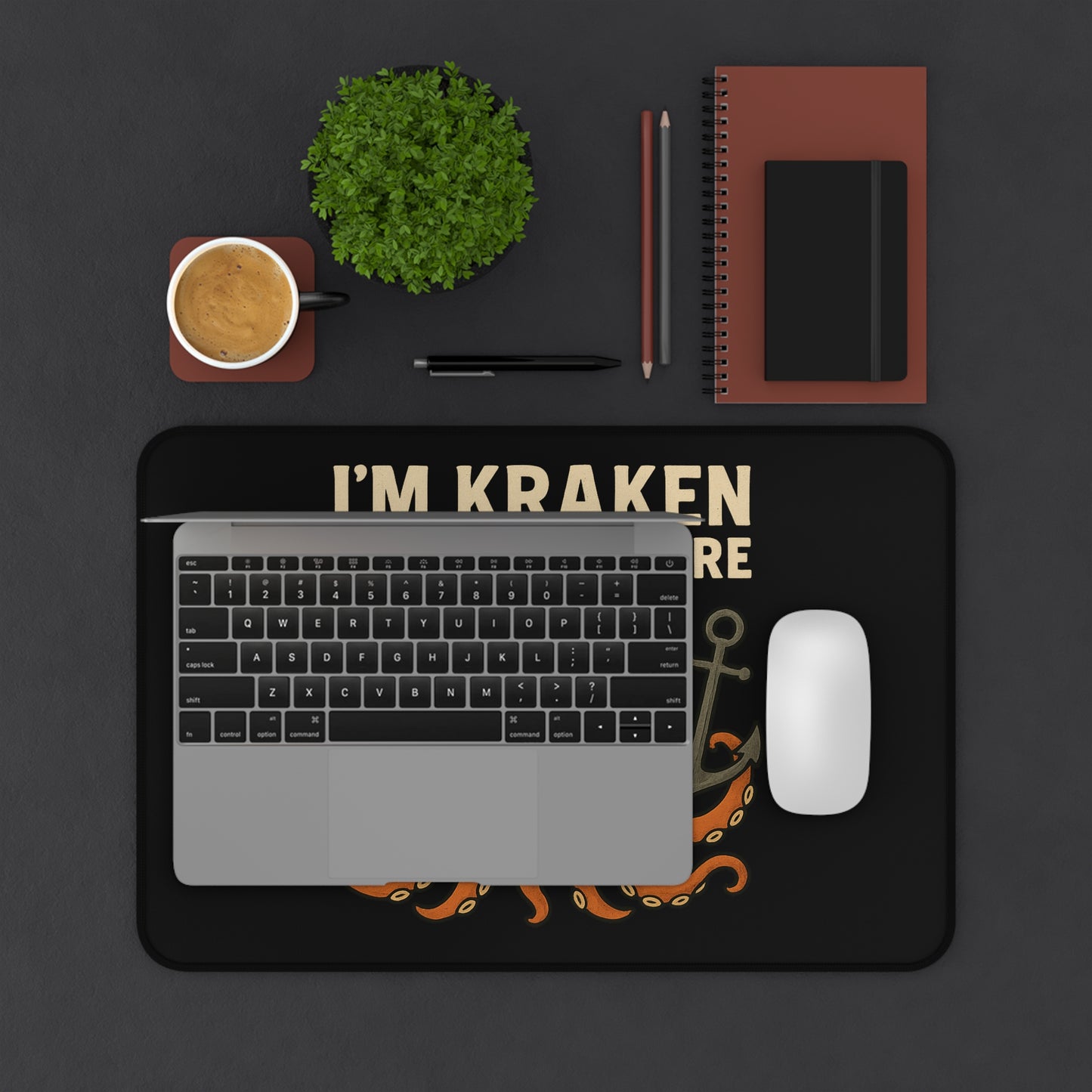 Desk Mat - Octopus 'I'm Kraken Under Pressure' Nautical Mouse Pad Ocean Themed Mat Beach Decor