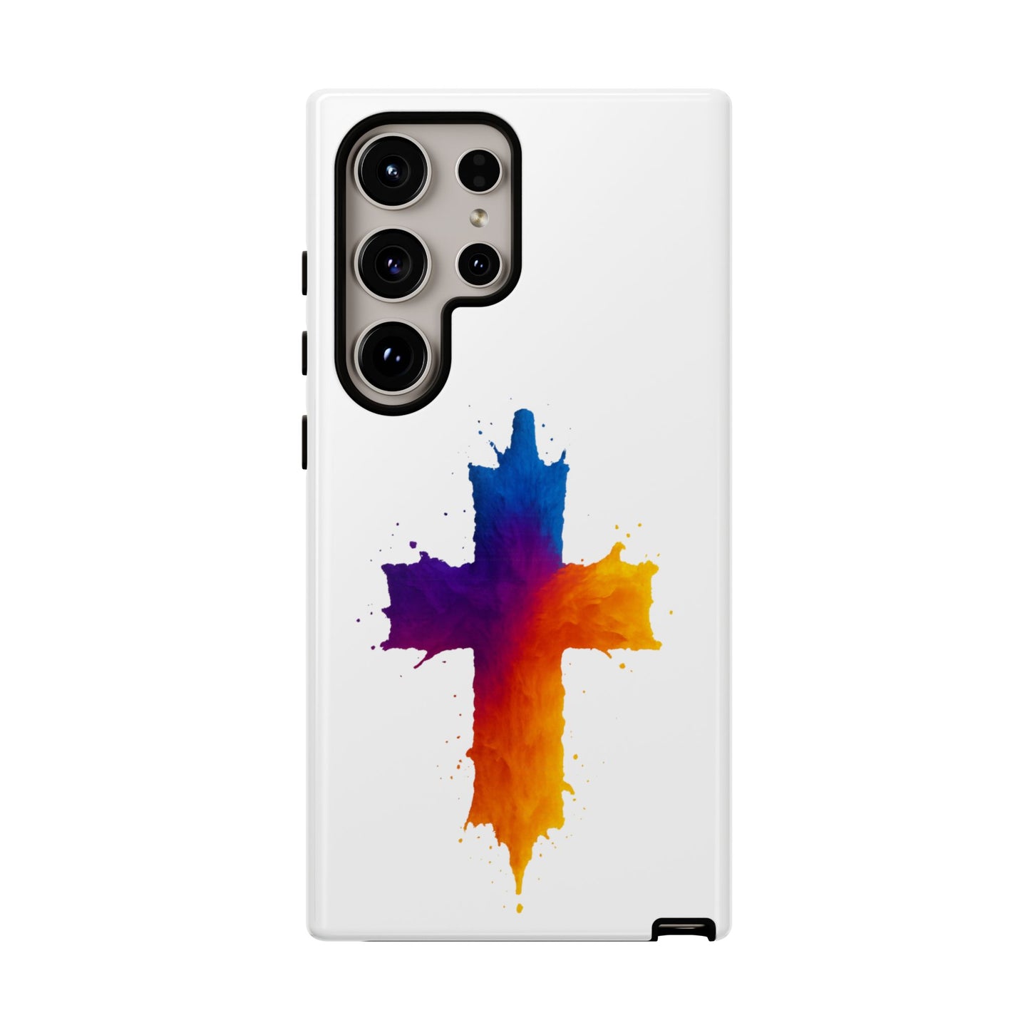 Christian Cross Phone Case – Vibrant Watercolor Design, Faith-Based Gift, Bible Verse Inspired Cell Cover
