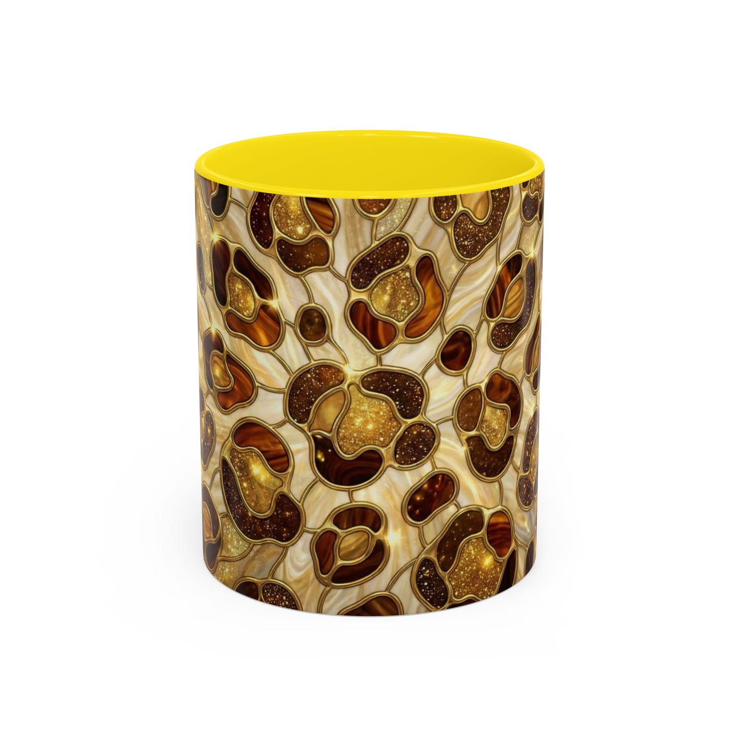 Stained Glass Leopard Print Mug, Gold Cheetah Coffee Cup, Luxury Animal Print Gift, Glam Mosaic Tea Mug, Trendy Desk Decor For Her Gifts