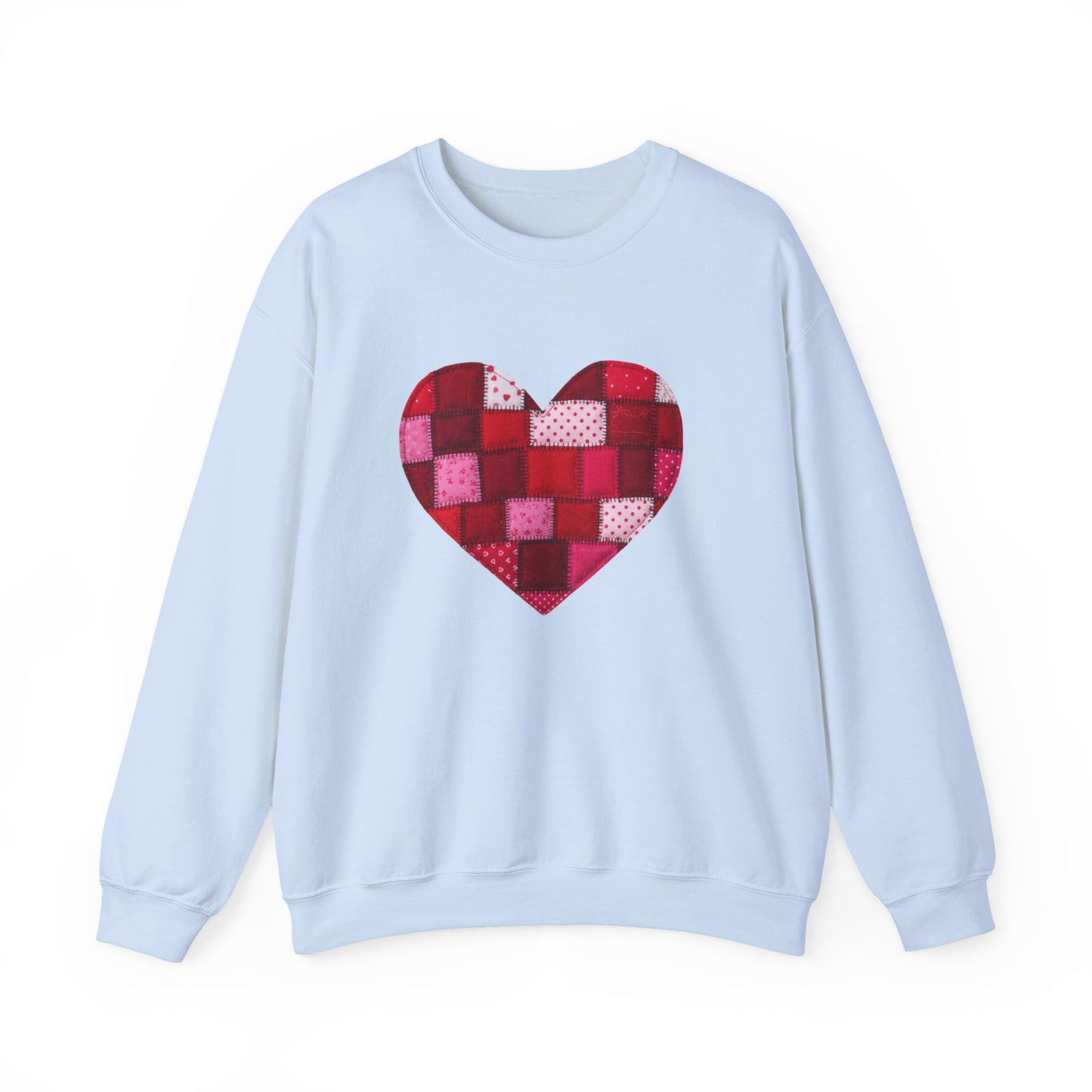 Faux Patchwork Heart Sweatshirt, Quilted Look Heart Pullover, Cozy Valentine Crewneck, Handmade Style Sweatshirt, Love Heart Shirt, Valentine Gift