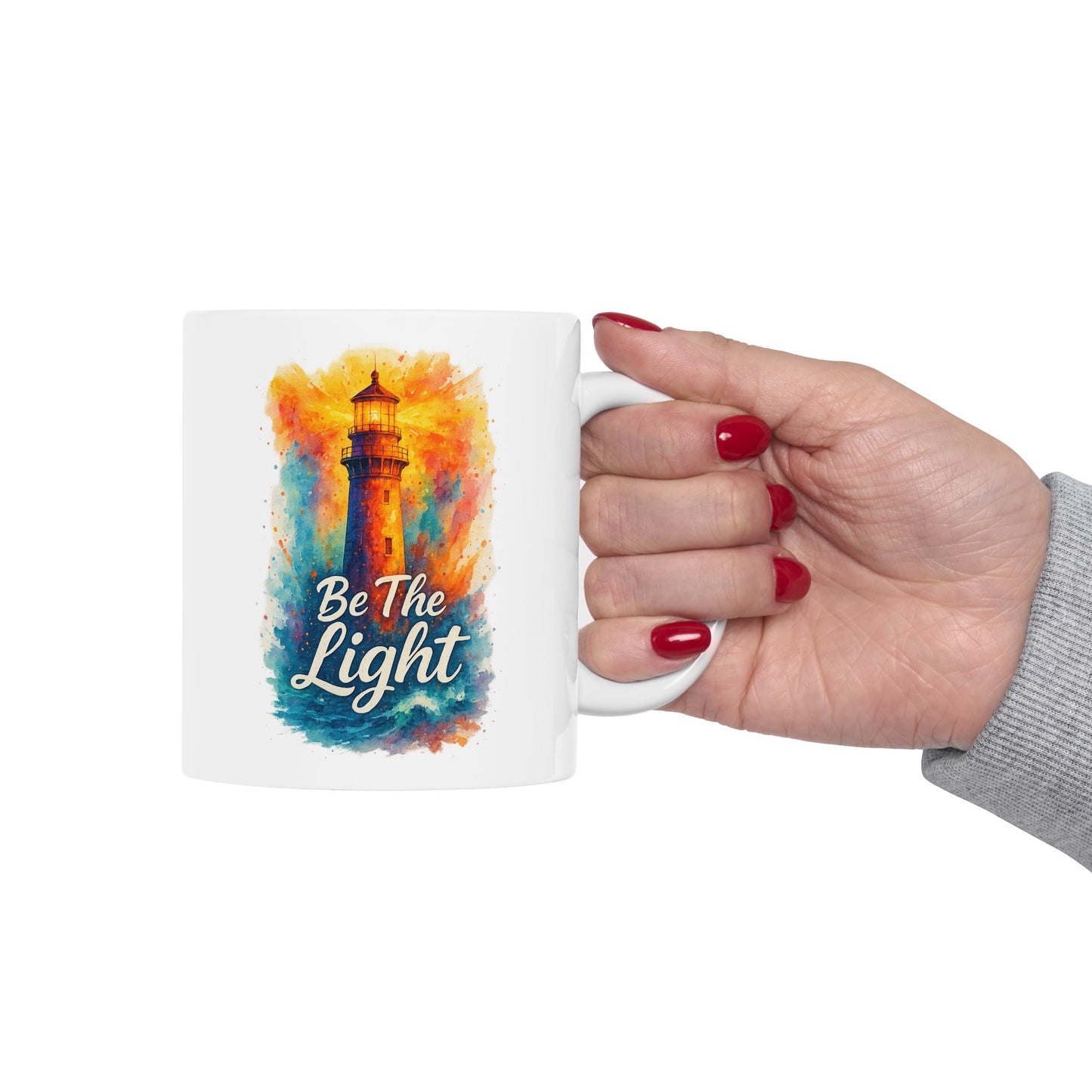 Be the Light Lighthouse Mug - Inspirational Ceramic Coffee Cup | Motivational Gift for Him, Her, Graduation, New Job