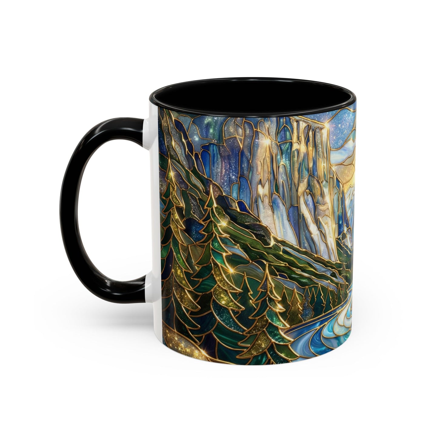 Stained Glass Yosemite Mug, Yosemite Mountain Coffee Cup, Waterfall Landscape Art Mug, Scenic Nature Mug, Yosemite Gift, Outdoor Lover Gift