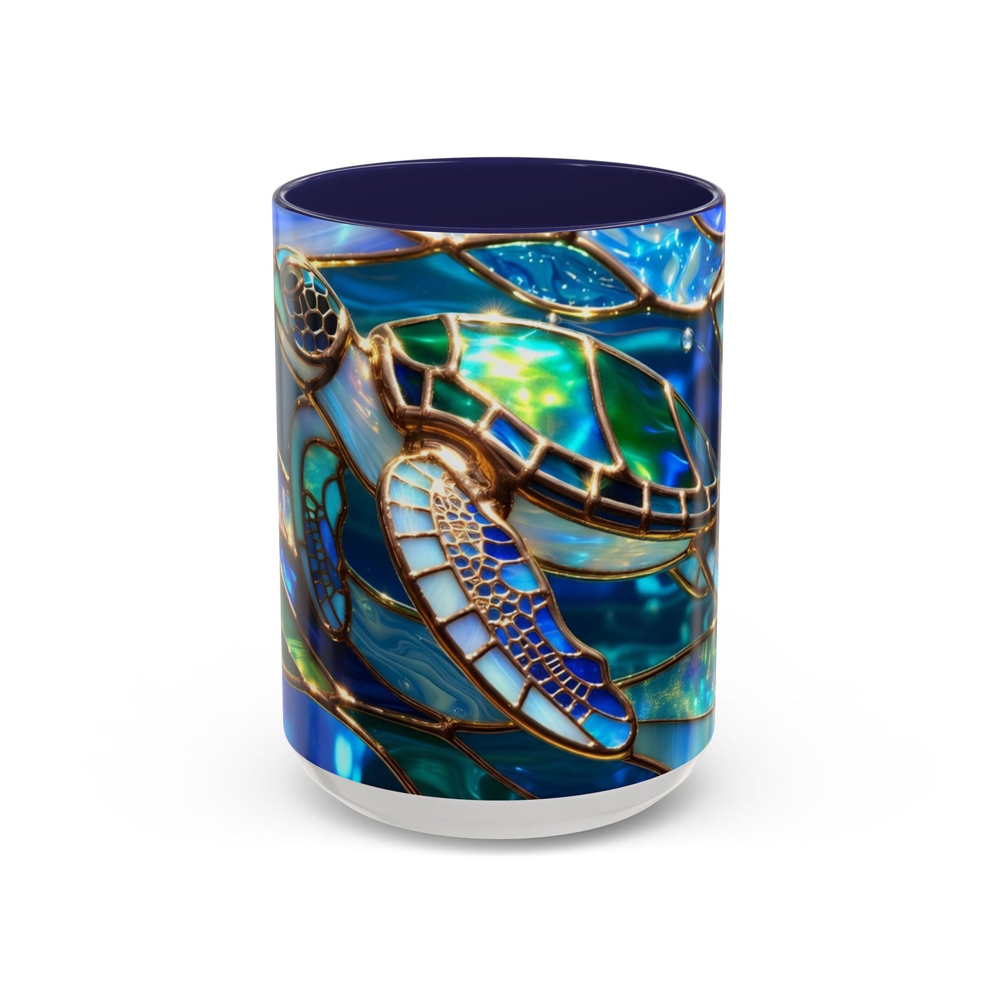 Stained Glass Sea Turtle Mug, Ocean Turtle Coffee Cup, Coastal Beach Mug Gift, Marine Life Art Cup, Sea Lover Gift, Ocean Wildlife Mug