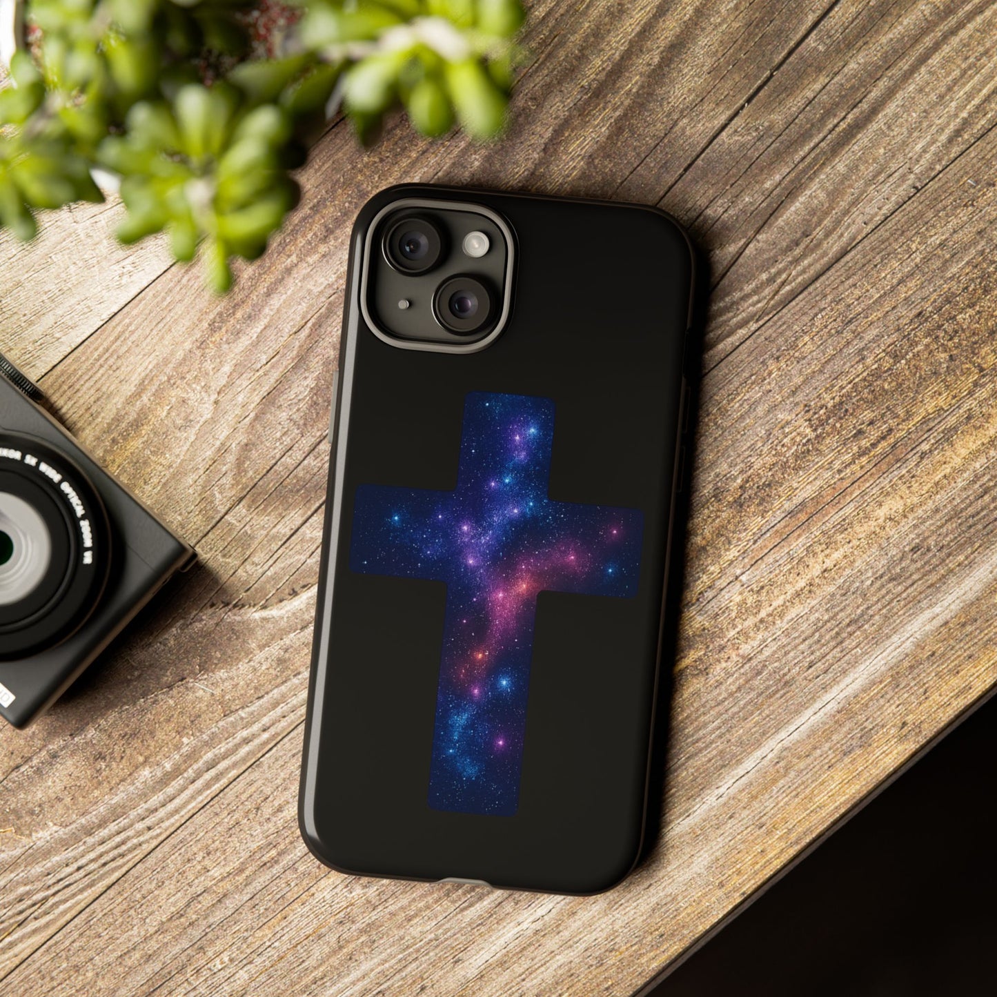 iPhone Case - Galactic Cross design Christian Phone Case Spiritual iPhone Accessory Religious Case Gift for Believers