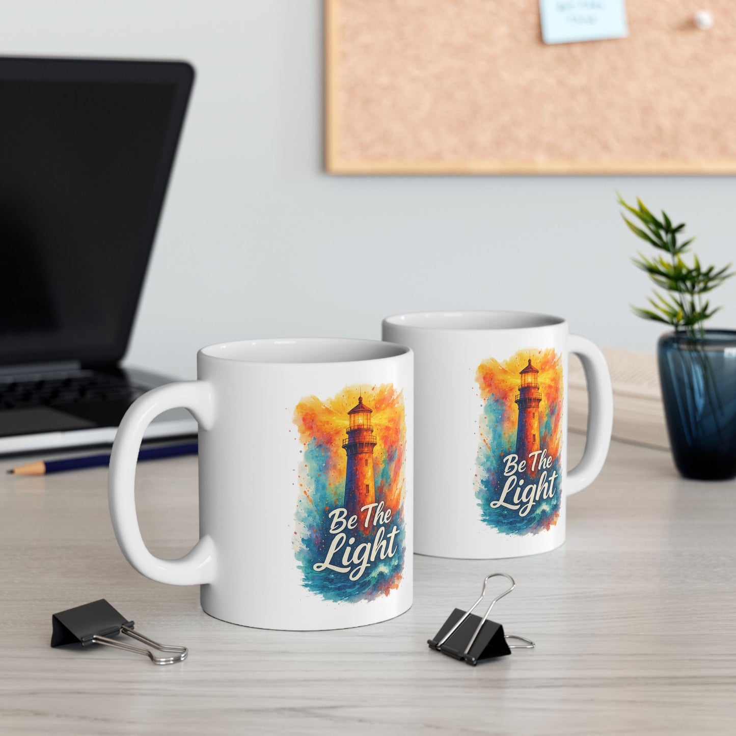 Be the Light Lighthouse Mug - Inspirational Ceramic Coffee Cup | Motivational Gift for Him, Her, Graduation, New Job