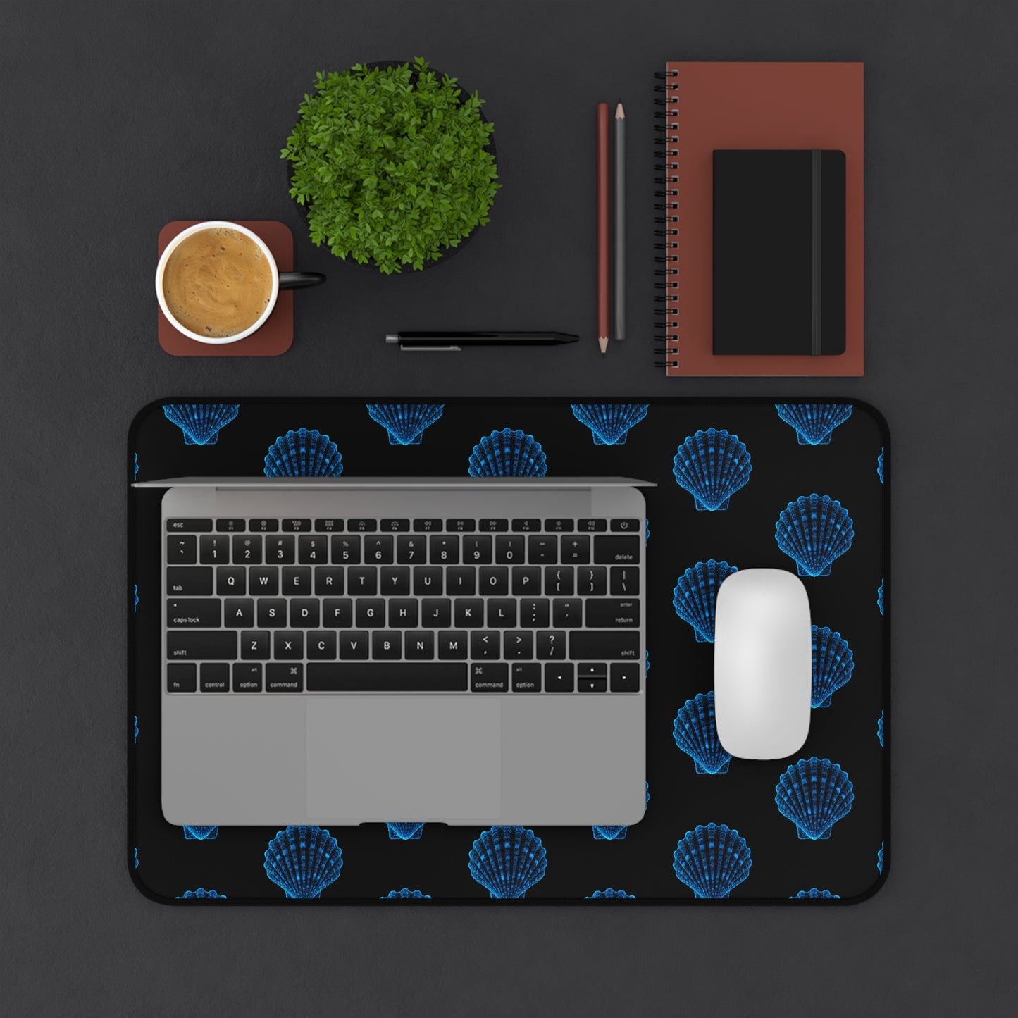 Desk Mat Bioluminescent SeaShells Mouse Pad for Ocean Lovers Nautical Decor Marine Mat