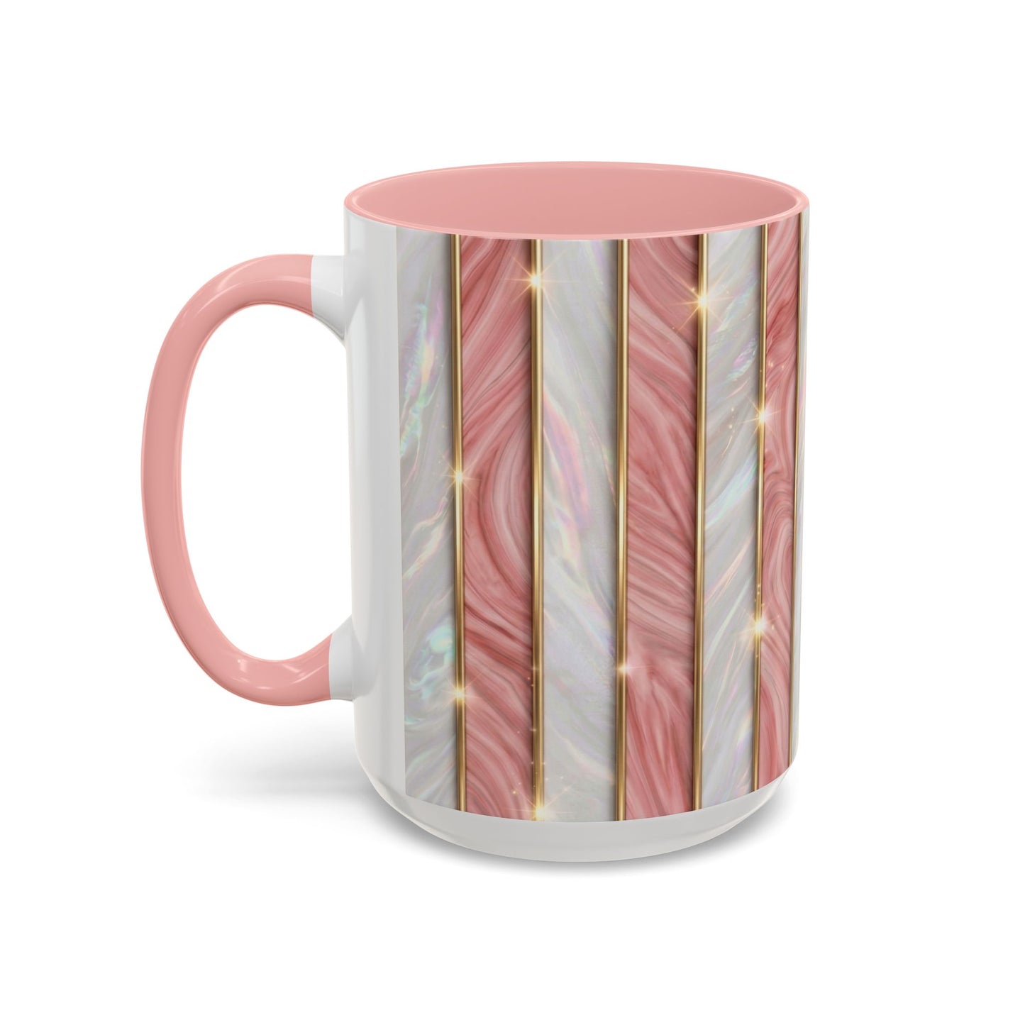 Pink Marble Coffee Mug, Gold Stripe Faux Agate Cup, Glam Desk Accessory, Elegant Tea Mug, Luxury Gift for Her, Chic Office Desk Decor