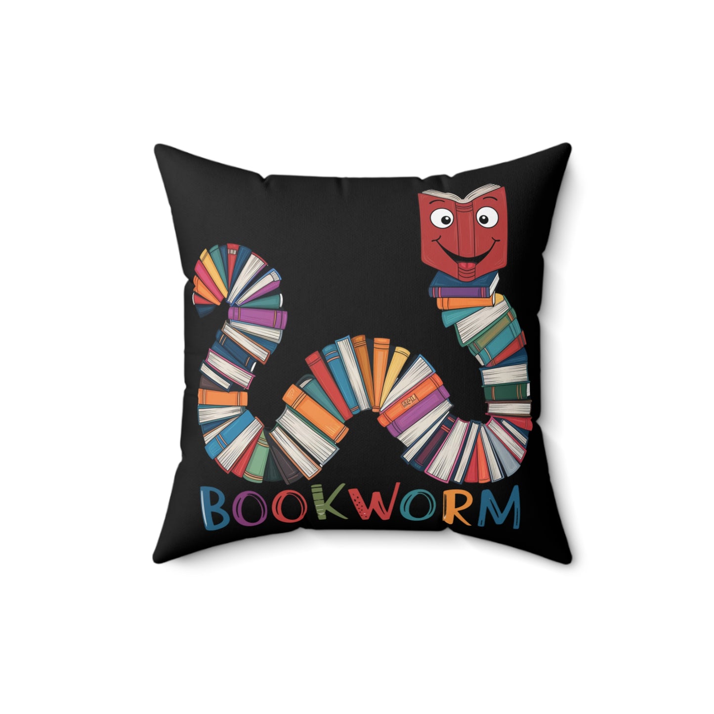 Square Pillow - Bookworm Design