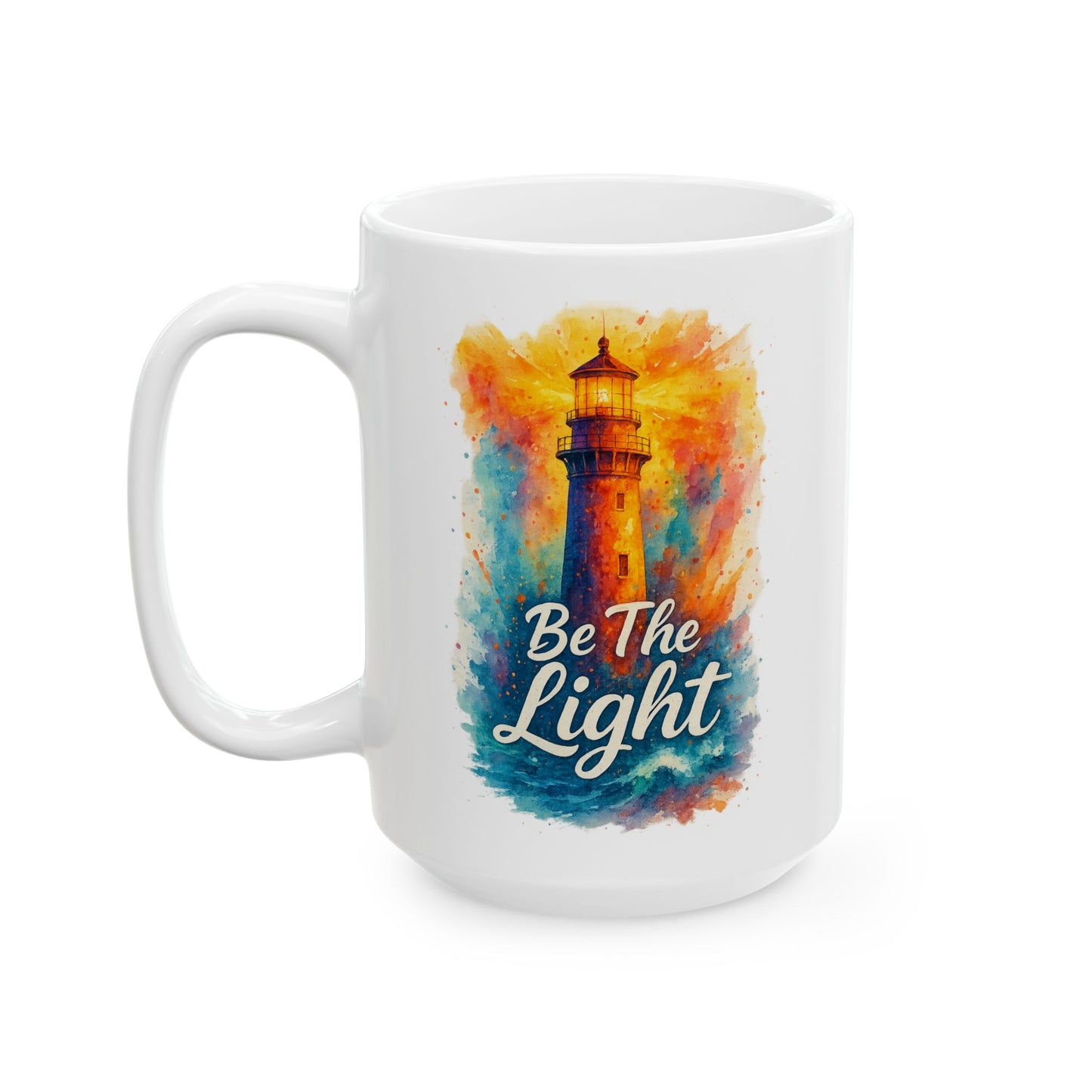 Be the Light Lighthouse Mug - Inspirational Ceramic Coffee Cup | Motivational Gift for Him, Her, Graduation, New Job