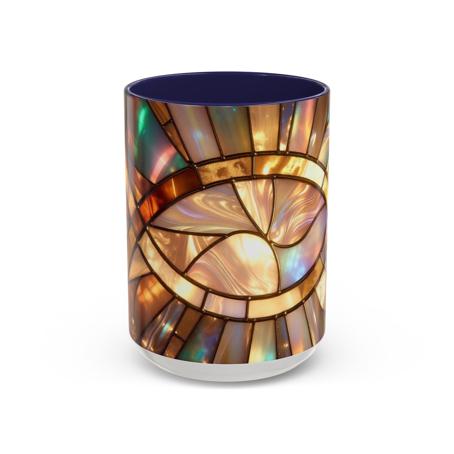 Stained Glass Ichthys Mug, Jesus Fish Christian Coffee Cup, Religious Art Mug, Faith Gift For Women, Inspirational Stained Glass Christian Symbol Design
