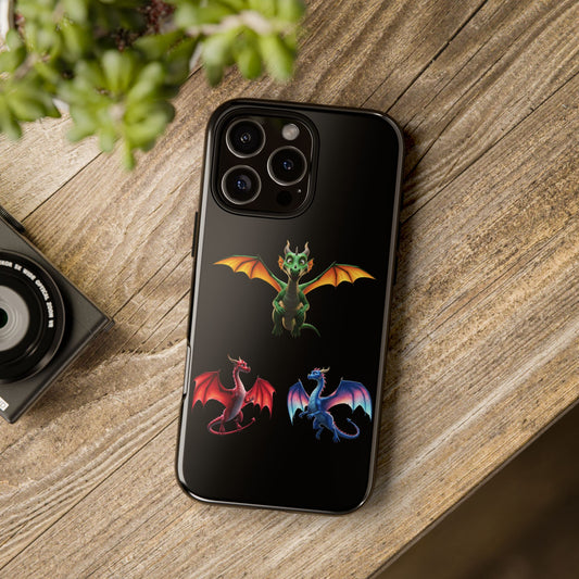 Vibrant Fantasy Dragon iPhone Case - Tough Armor Cover for iPhone 15/14/13 - Colorful Mythical Wings Gift for Dragon Lovers