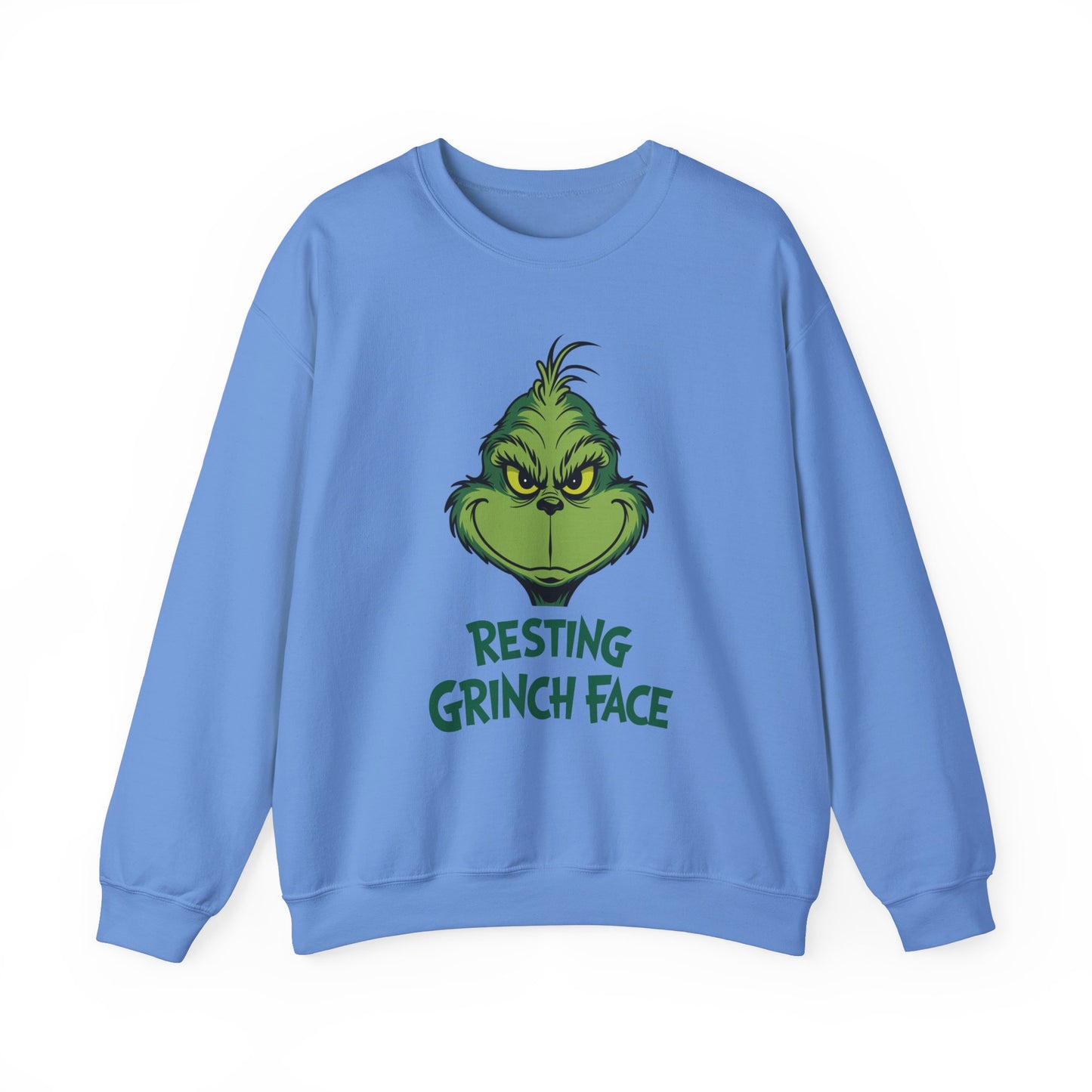 Resting Grinch Face Christmas Sweatshirt, Funny Holiday Sweater, Cozy Unisex Crewneck, Festive Grumpy Christmas Gift For Him Or Her