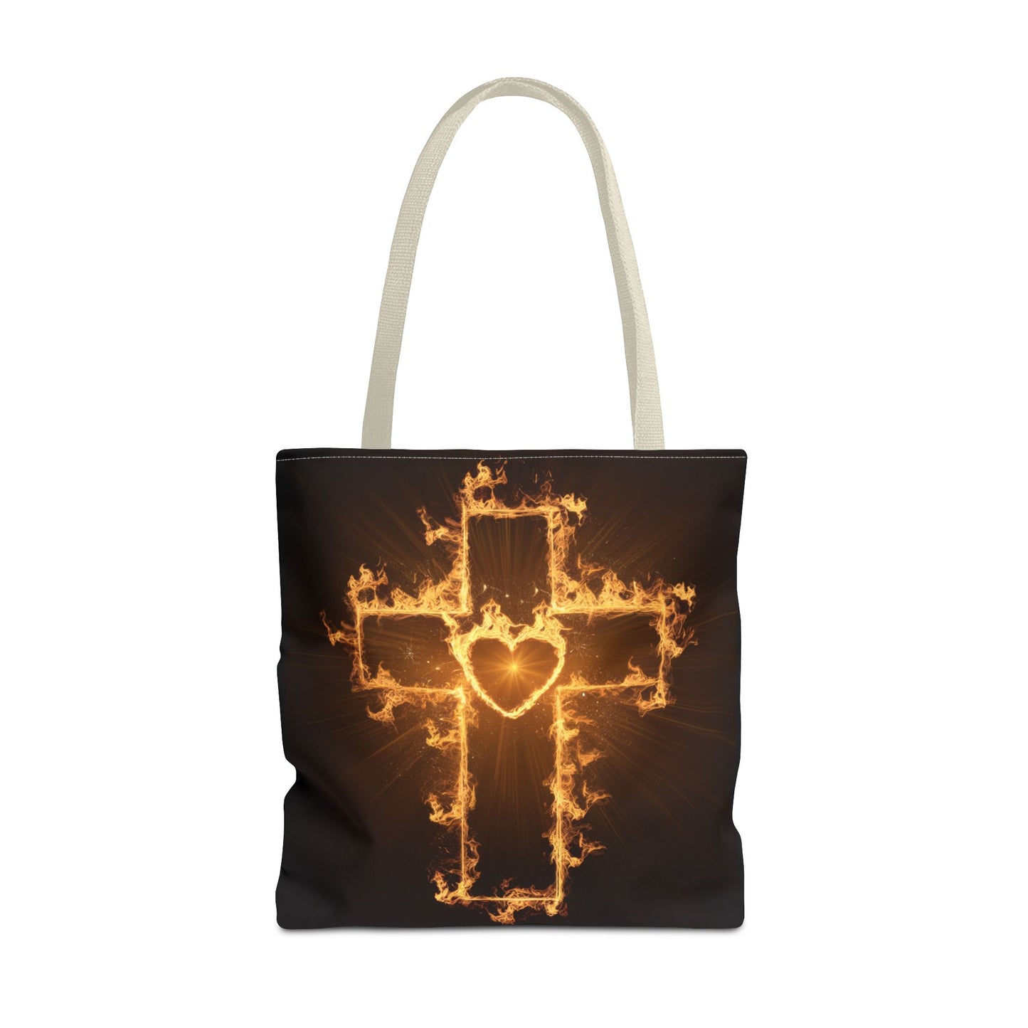 Stylish Flame Cross Tote Bag - Faith-Inspired Fashion