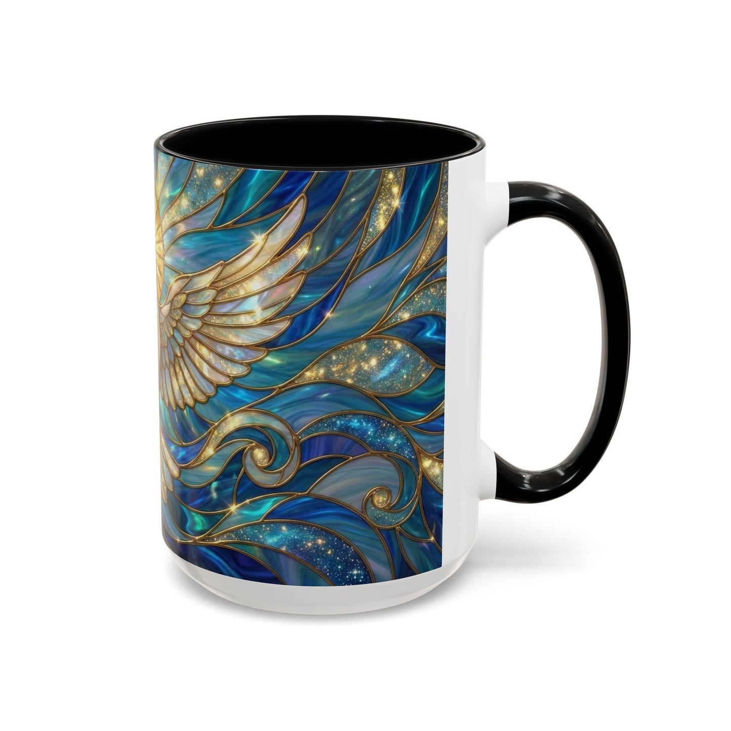Stained Glass Dove Mug, Peace Dove Coffee Mug, Holy Spirit Dove Cup, Christian Gift Mug, Spiritual Art Mug, Faith Inspired Coffee Cup