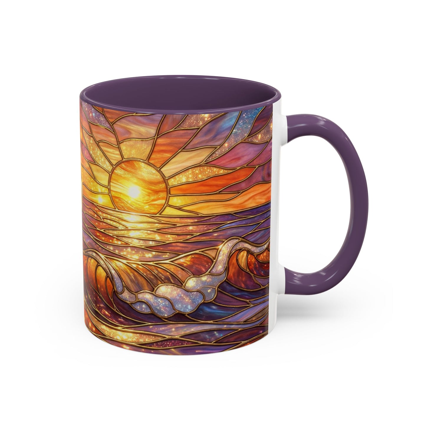 Stained Glass Wave Mug, Ocean Sunset Coffee Cup, Vibrant Beach Art, Sea Lover Gift, Mosaic Tea Cup, Summer Kitchen Decor, Nature Drinkware