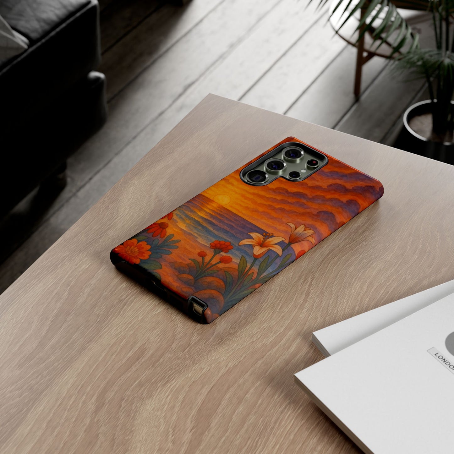 Samsung Case - Floral Ocean Sunset Watercolor Nautical Phone Case Beach Samsung Case Ocean Sunset Theme