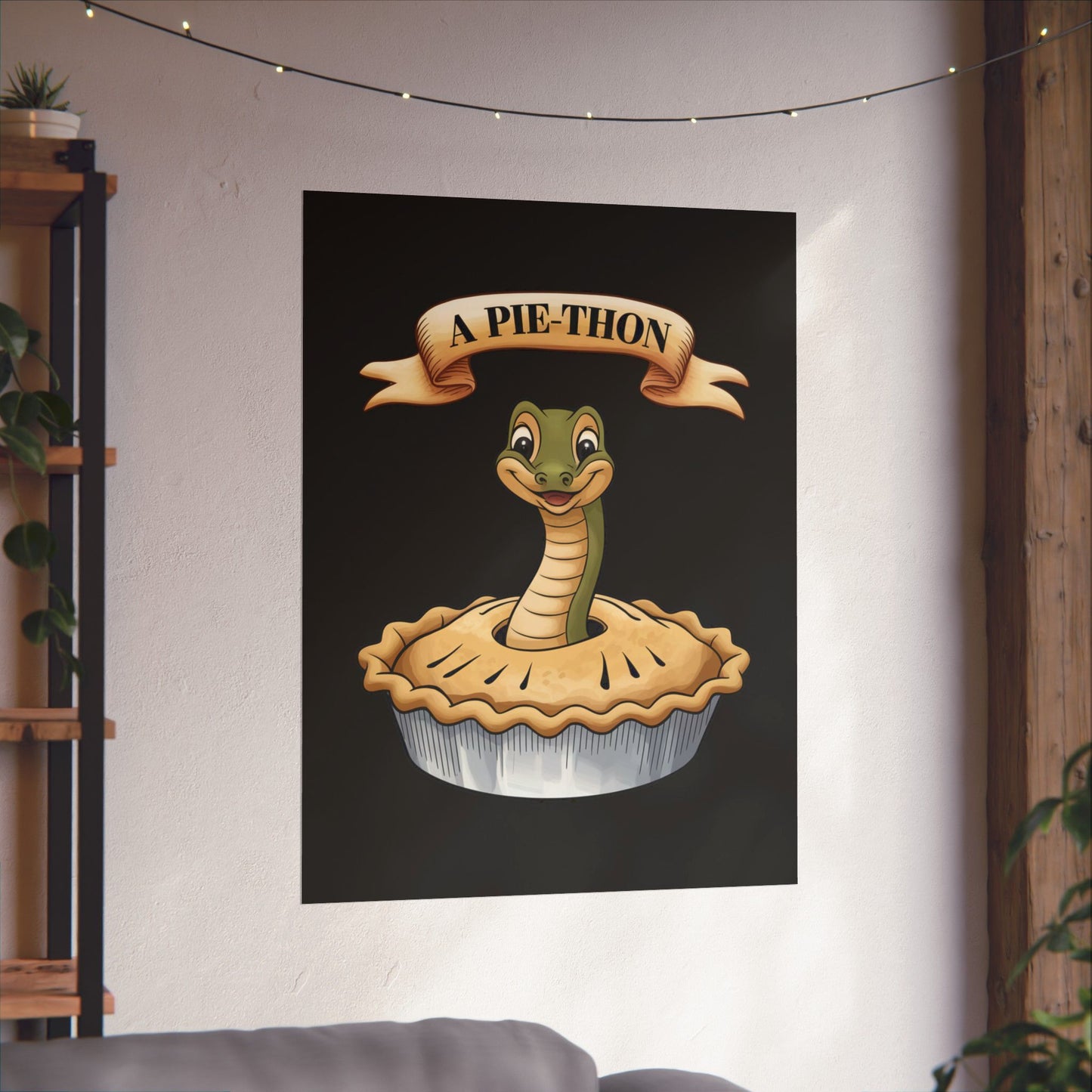 Vertical Poster - Funny 'Pie-Thon' Snake in Pie Joke Print