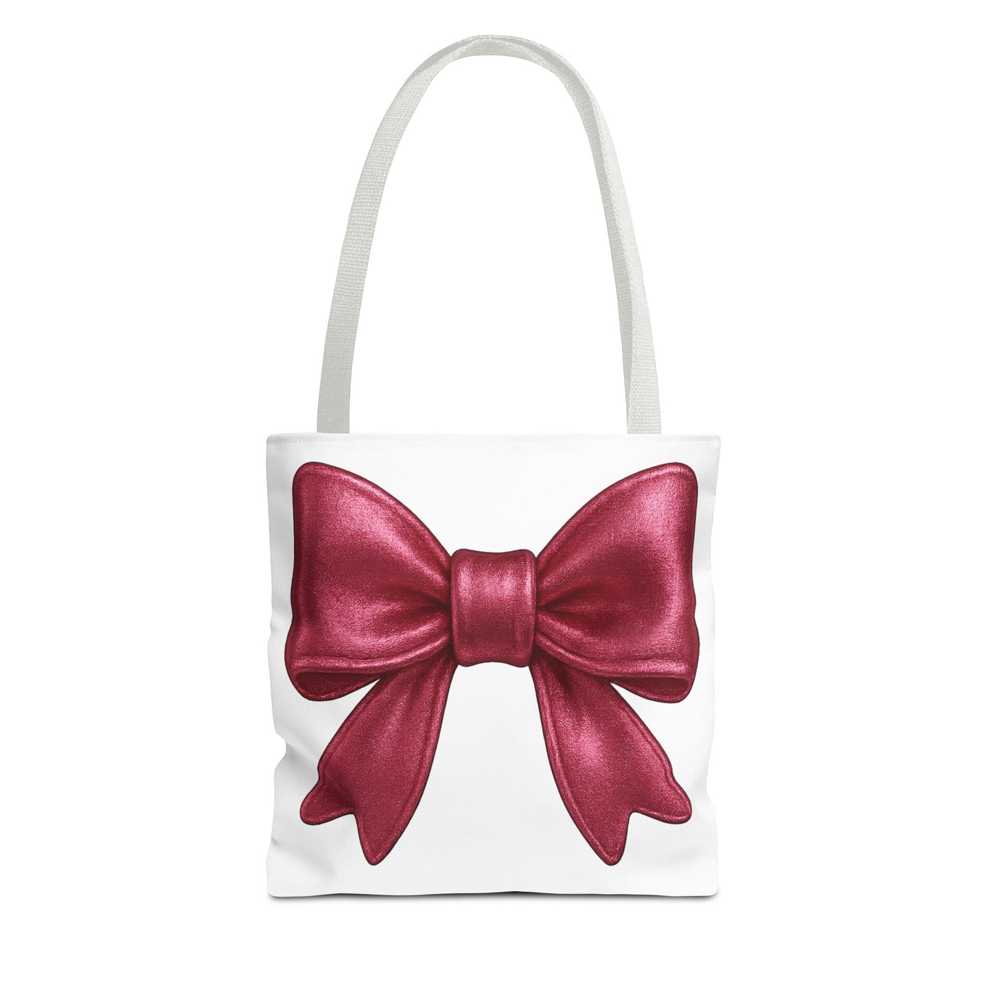 Chic Red Bow Tote Bag – Cute Girly Gift for Her, Fashionable White Bag with Red Handles, Kawaii Aesthetic Purse, Everyday Style
