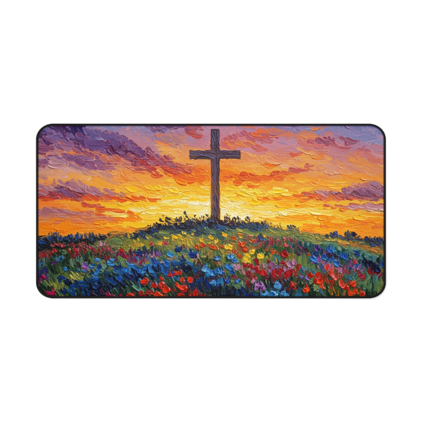 Desk Mat Van Gogh Style Cross Mouse Pad Christian Mouse Pad Cross Desk Mat Spiritual Decor