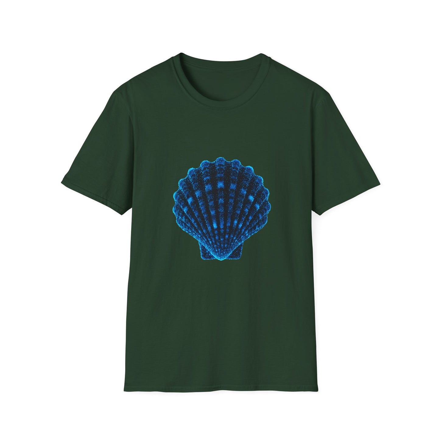 Geometric Digital Shell T‑Shirt • Nature Inspired Graphic Tee • Cottagecore, Y2K Nostalgia, Bold Minimalist Women & Men Gift