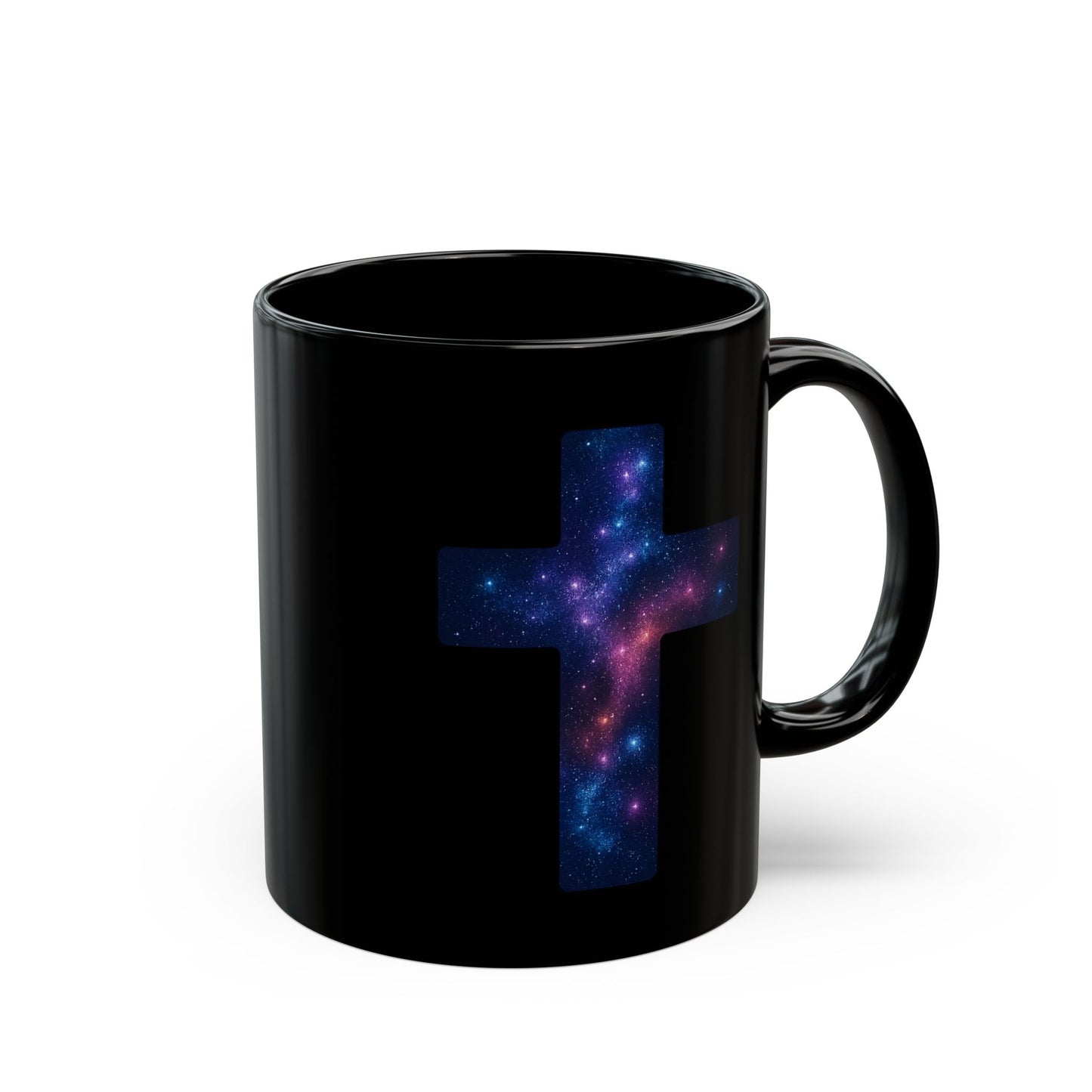 Galaxy Cross Coffee Mug – Celestial Cosmic Cross Design, Space Nebula Drinkware, Galaxy Art Mug, Trendy Astronomy Gift