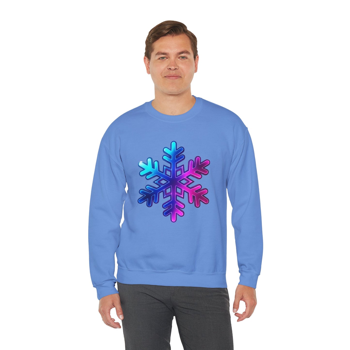 Blue Pink Gradient Snowflake Sweatshirt, Winter Aesthetic Pullover, Cozy Christmas Crewneck, Festive Holiday Sweater Gift for Her or Him