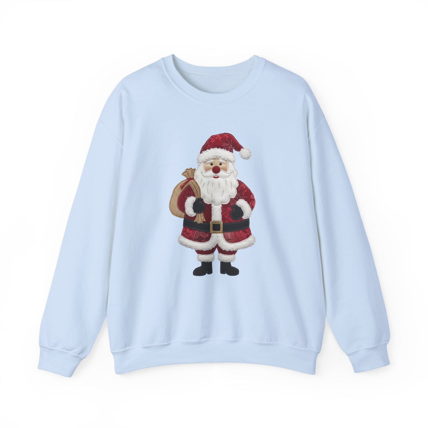Faux patchwork Santa sweatshirt, Christmas Santa crewneck, cozy holiday sweater, vintage Santa pullover, festive winter sweatshirt, Xmas gift