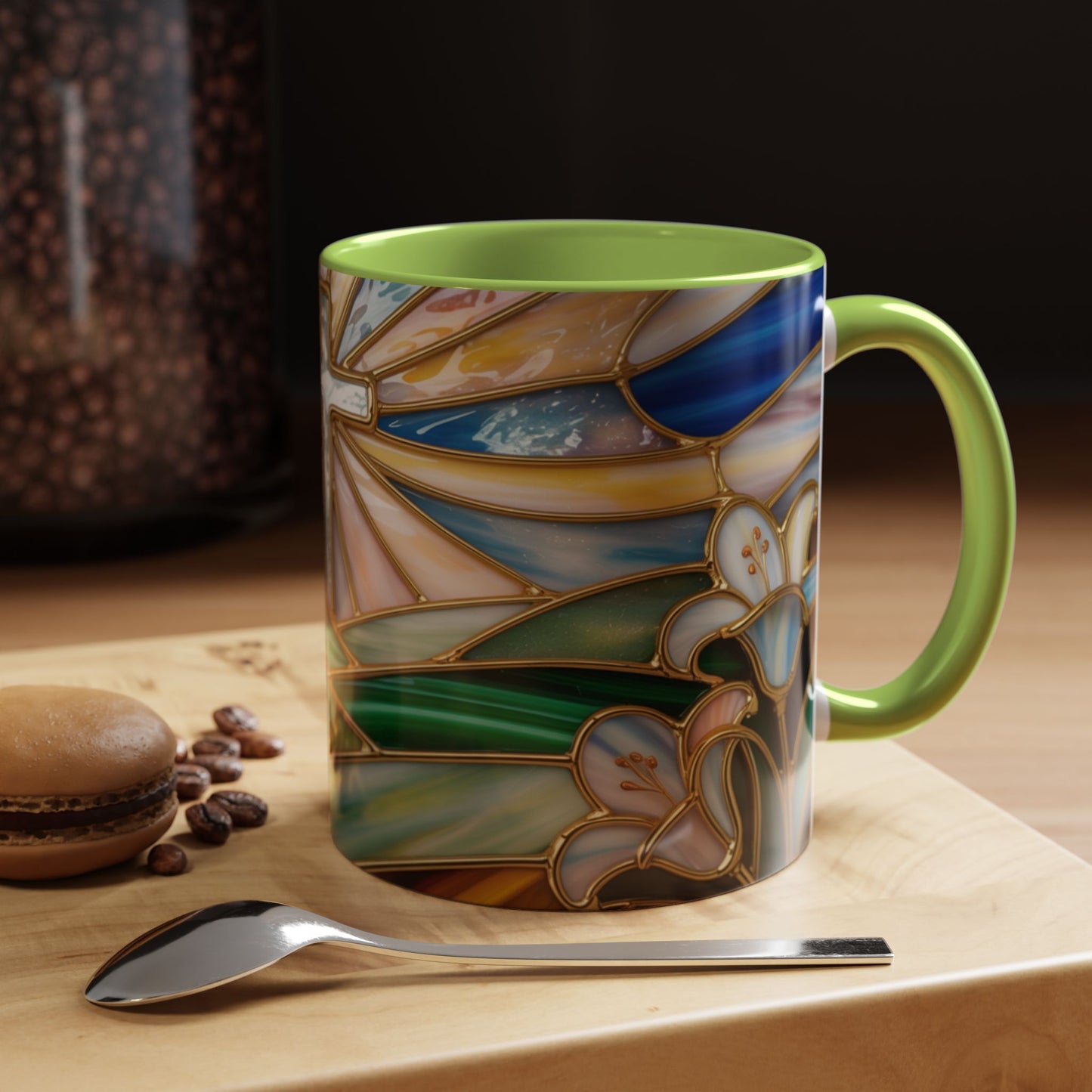 Stained Glass Cross Christian Mug • Inspirational Religious Coffee Cup • Colorful Faith Gift • Bible Verse Style Art • 11oz & 15oz