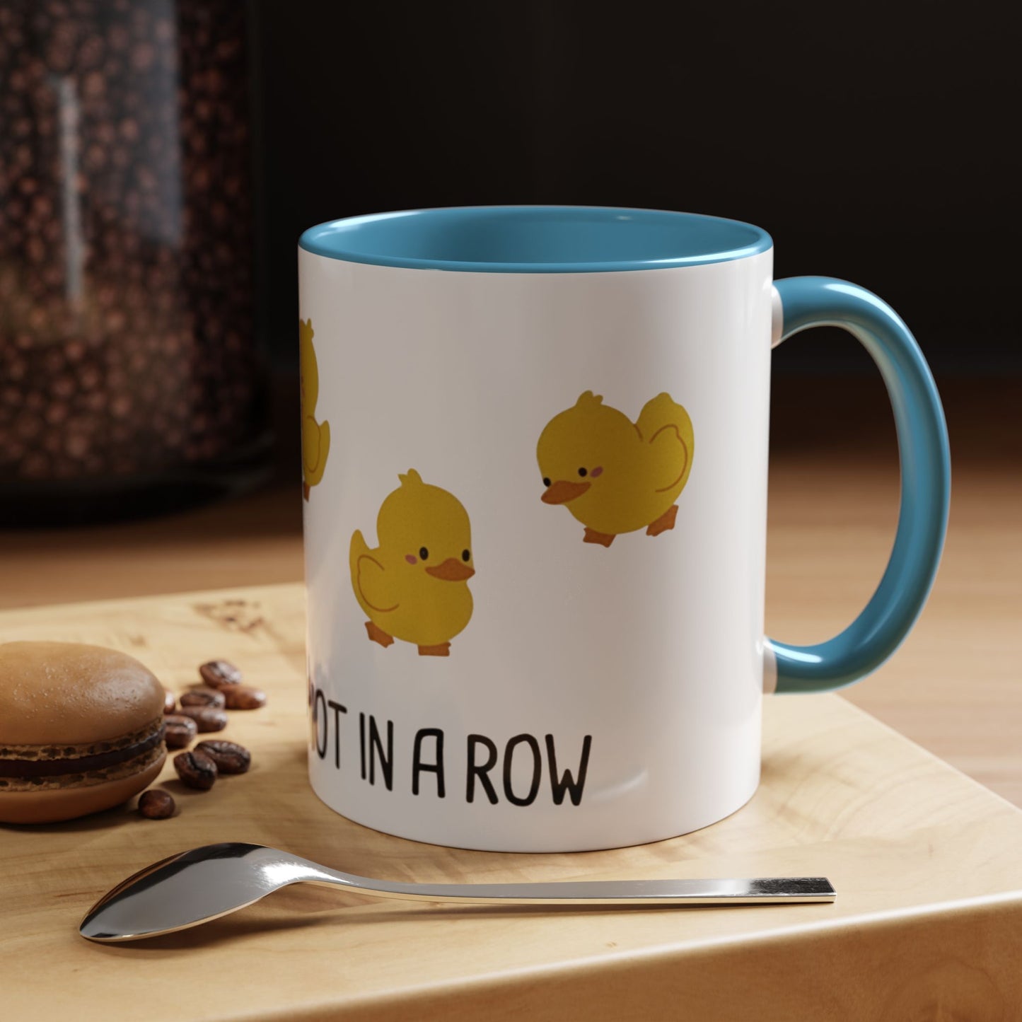Funny Duck Mug, Cute Chick Coffee Cup, “Definitely Not In A Row” Mug, Cute Animal Lover Gift, Humor Tea Cup, Yellow Duck Kitchenware
