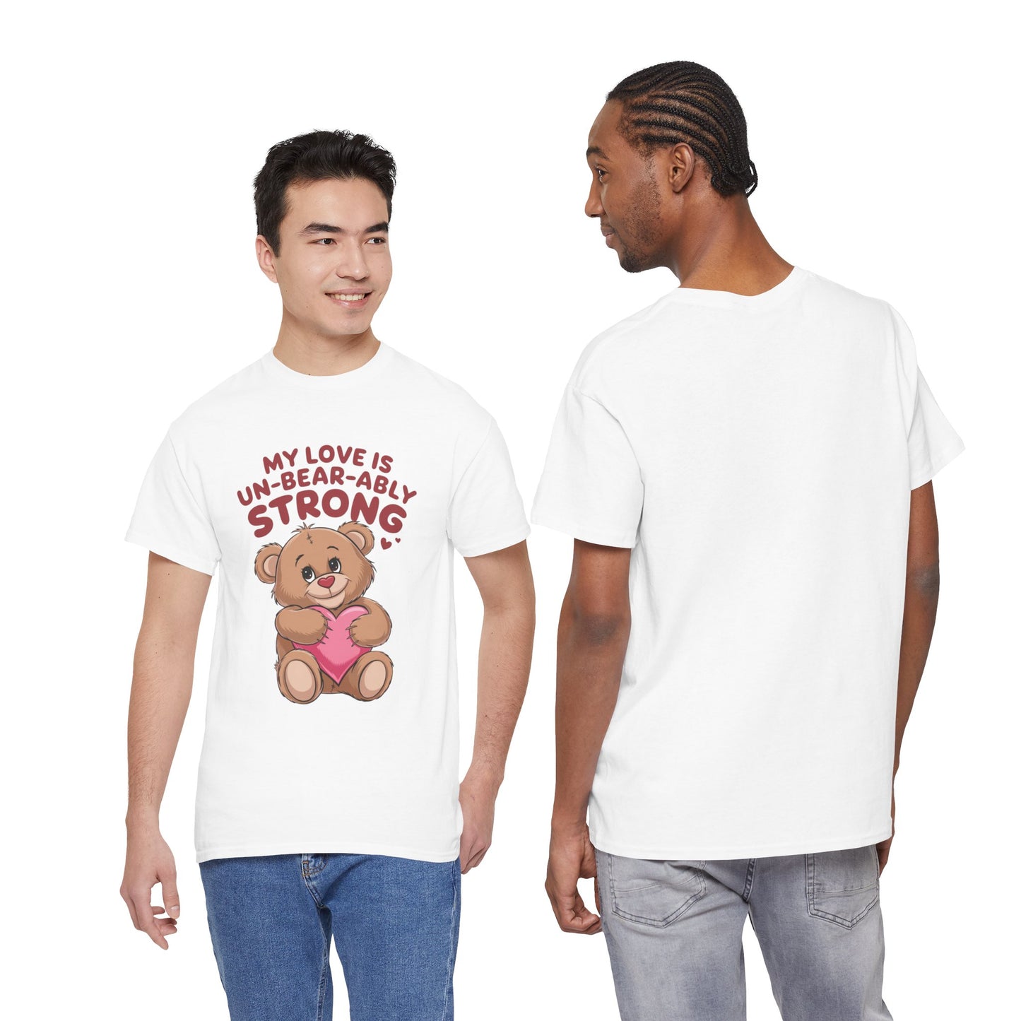 Un-Bear-ably Strong Valentine Shirt, Teddy Bear Heart Tee, Cute Love Graphic T-Shirt, Valentines Gift, Romantic Couple Top, Gift For Her