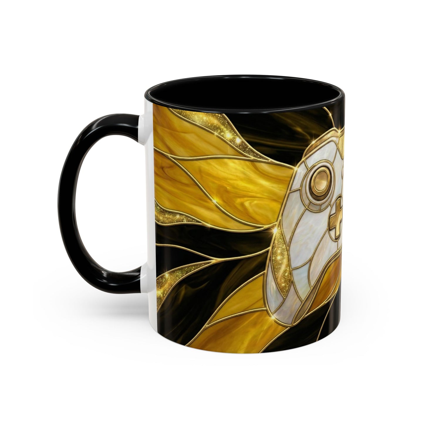 Stained Glass Gamer Mug, Gold Controller Coffee Cup, Video Game Gifts for Him, Gamer Boyfriend Gift, Teen Boy Gaming Mug, Desk Decor