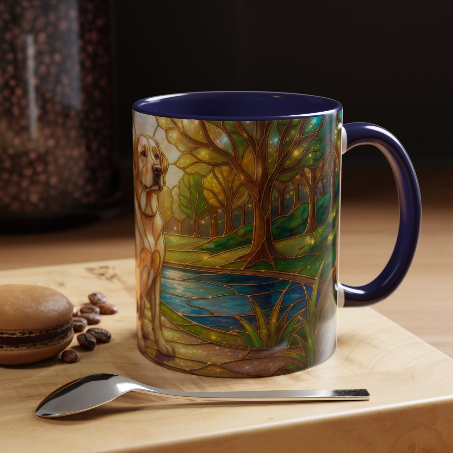 Stained Glass Labrador Mug, Dog Lover Coffee Mug, Labrador Retriever Art Cup, Pet Memorial Gift, Colorful Dog Mug, Nature Art Mug