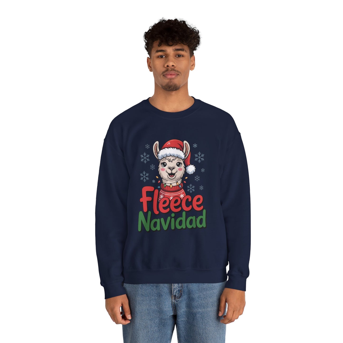 Fleece Navidad Christmas Sweatshirt, Funny Llama Holiday Sweater, Cozy Unisex Crewneck, Cute Christmas Pun Gift For Friends And Family