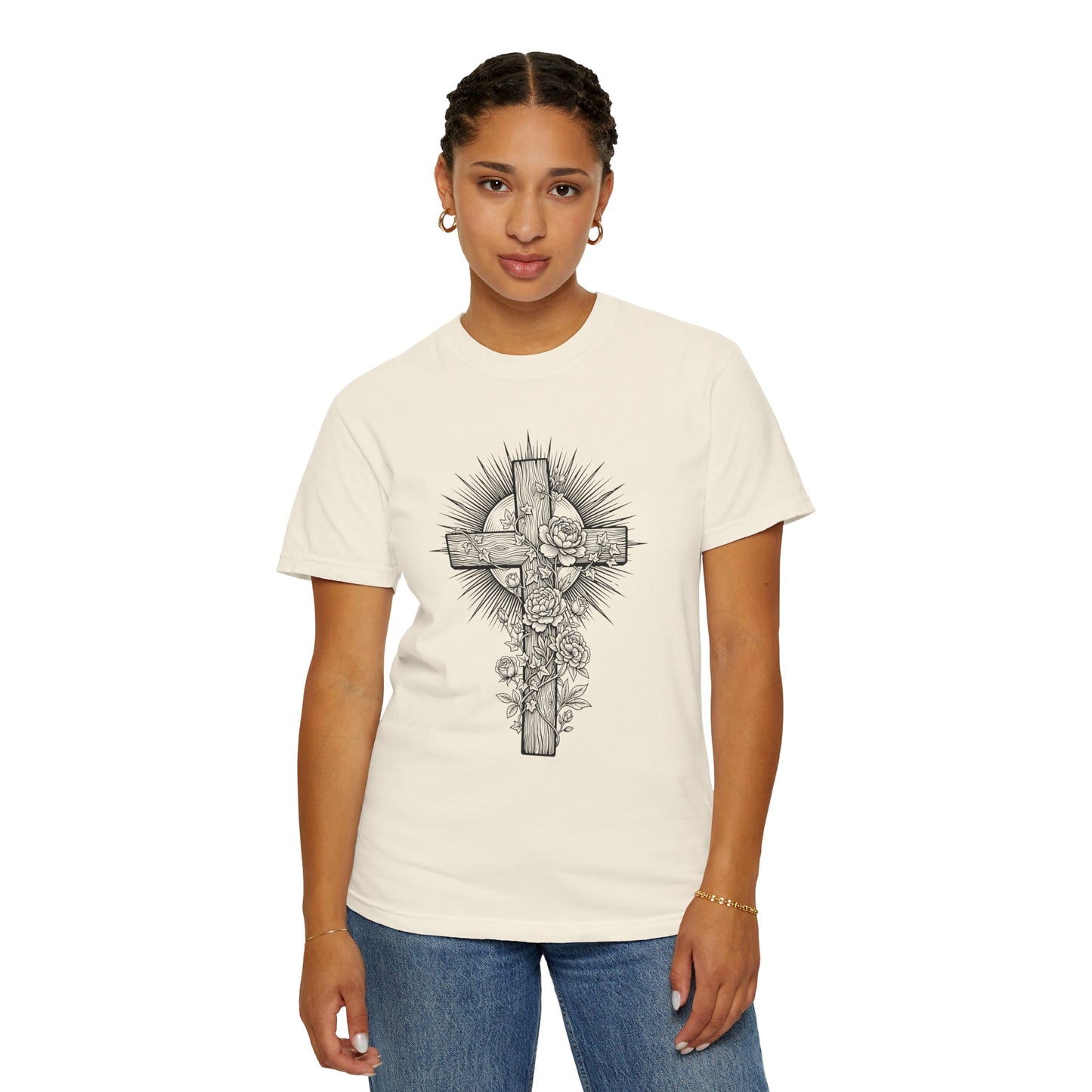 Christian Floral Cross Shirt, Boho Faith T-Shirt, Religious Botanical Tee, Wildflower Jesus Shirt, Easter Apparel, Christian Gifts