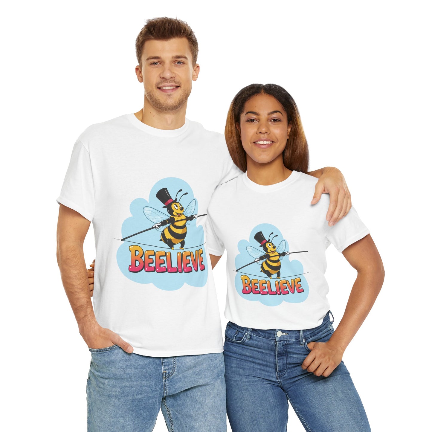 “Beelieve” Bee Pun T‑Shirt | Cute Bee Graphic Tee | Inspirational Pun Shirt | Funny Nature Lover Gift | Bee Belief Positive Vibes Tee