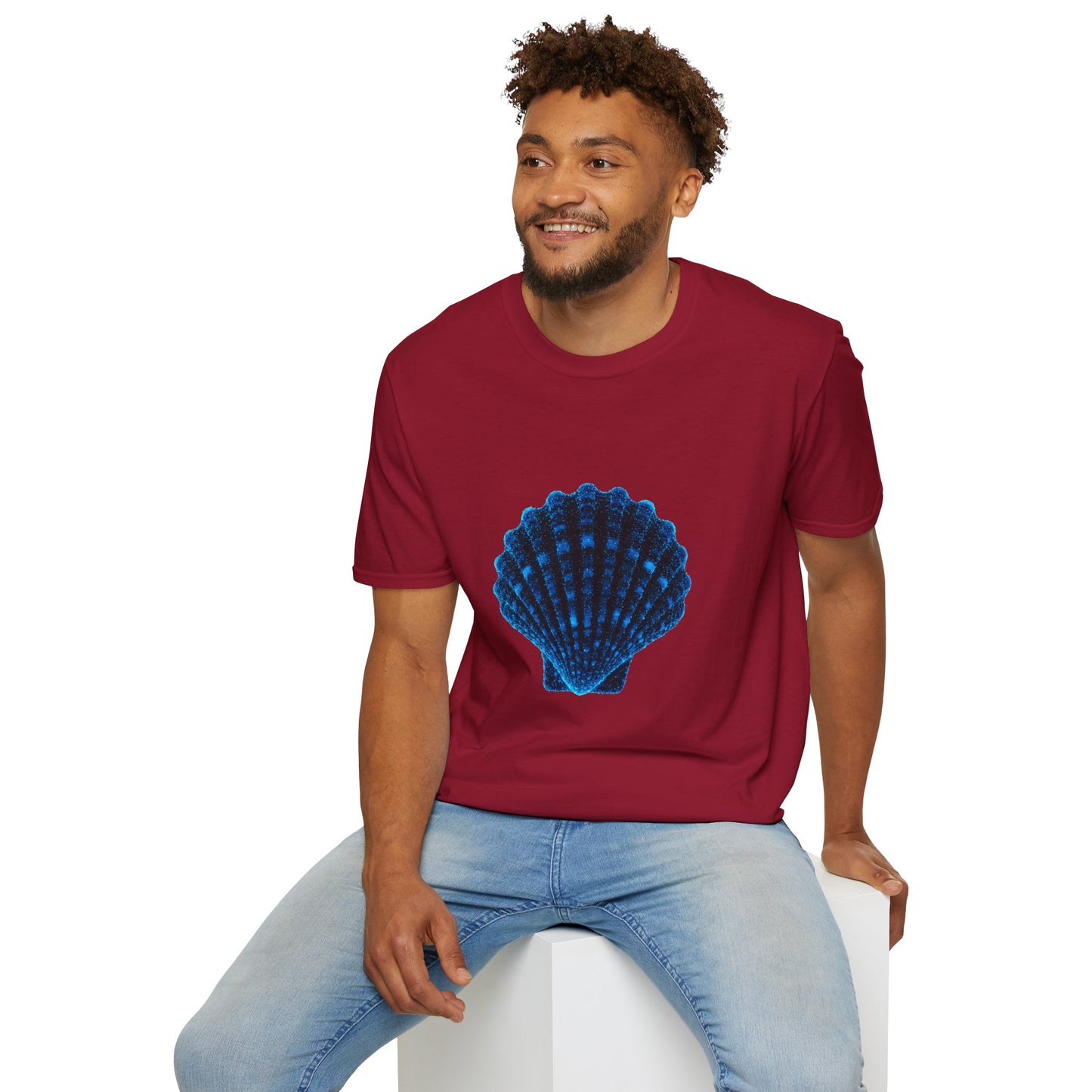 Geometric Digital Shell T‑Shirt • Nature Inspired Graphic Tee • Cottagecore, Y2K Nostalgia, Bold Minimalist Women & Men Gift