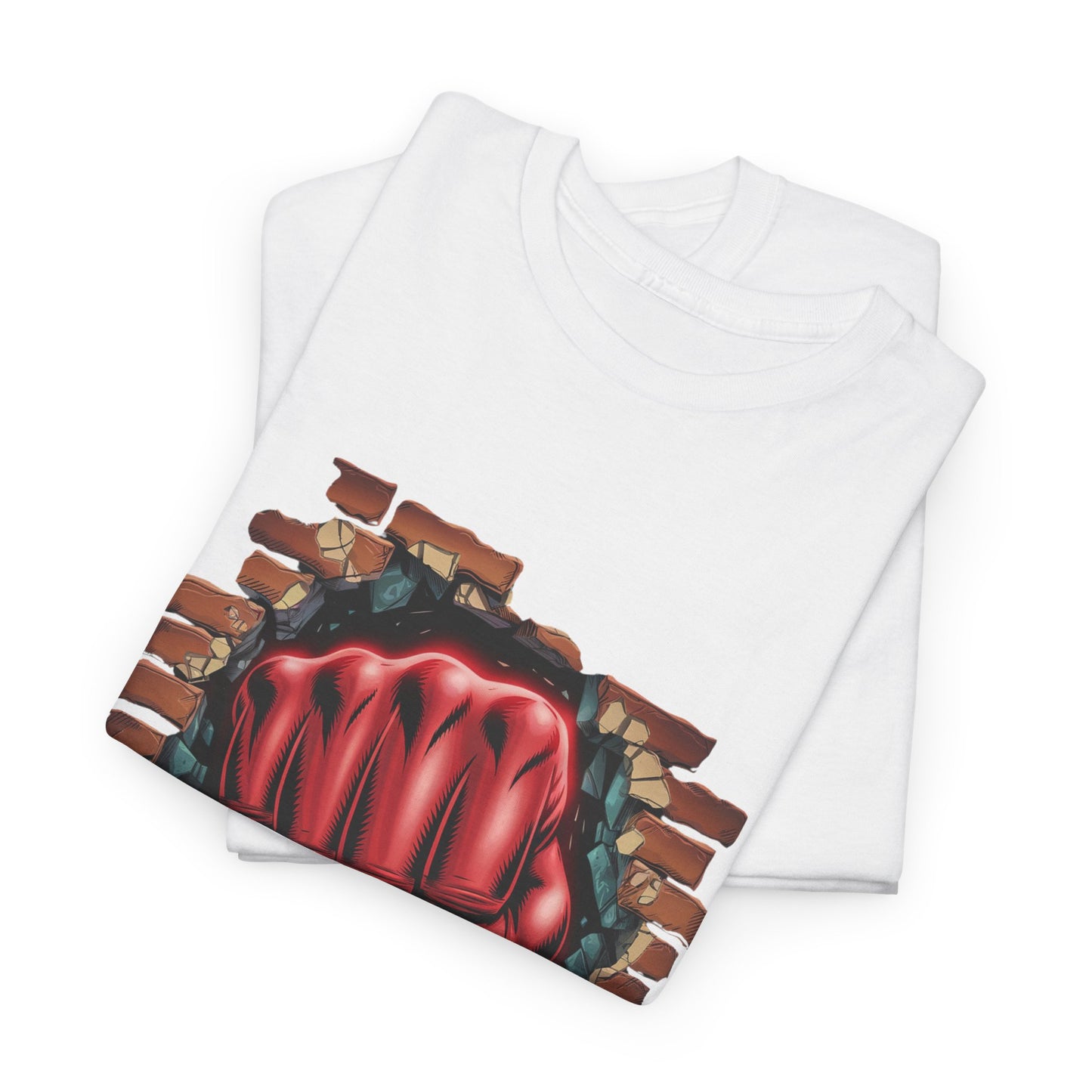 Impact Fist Graphic T-Shirt – Punch Through Brick Wall Design | Bold Streetwear Tee for Fighters, Gym & Edge-Lovers