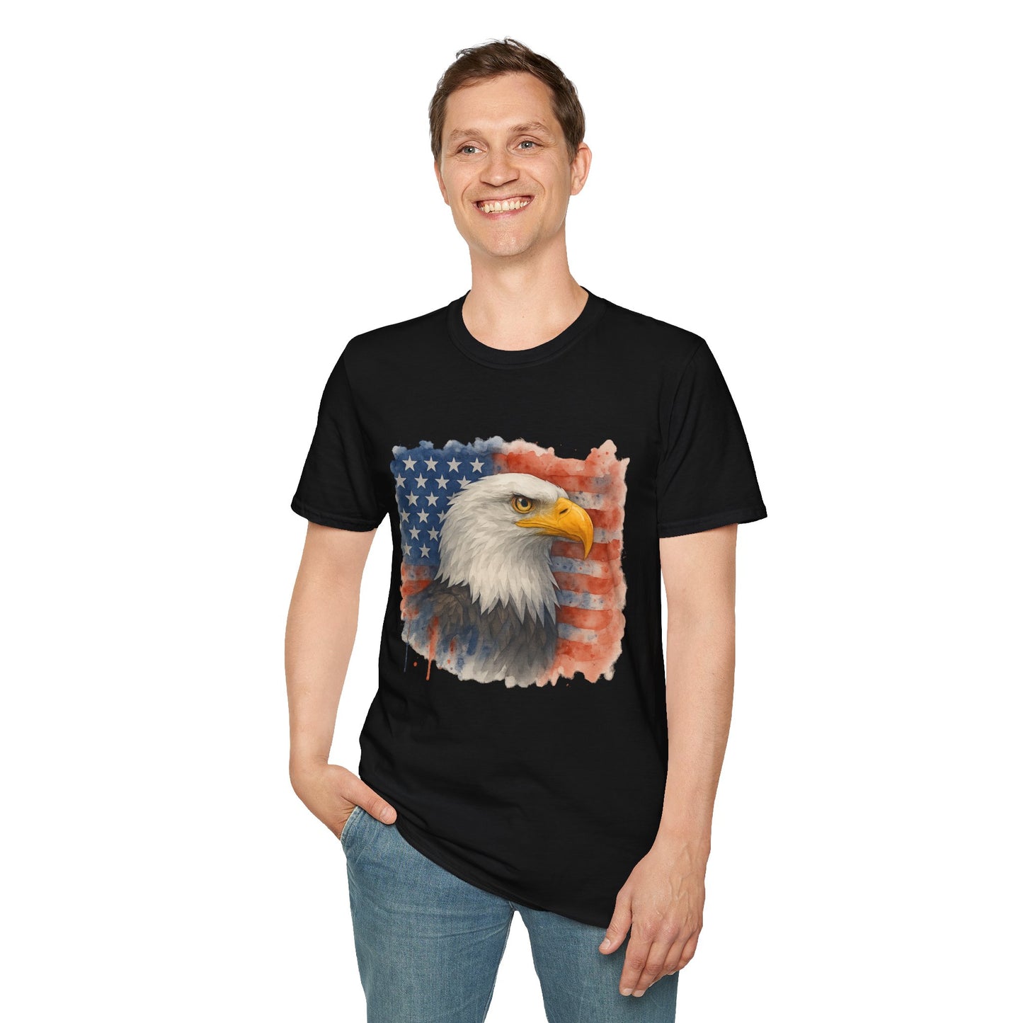 American Eagle & Flag T‑Shirt | Patriotic Graphic Tee | Bald Eagle USA Shirt | 4th of July Tee | Independence Day Apparel