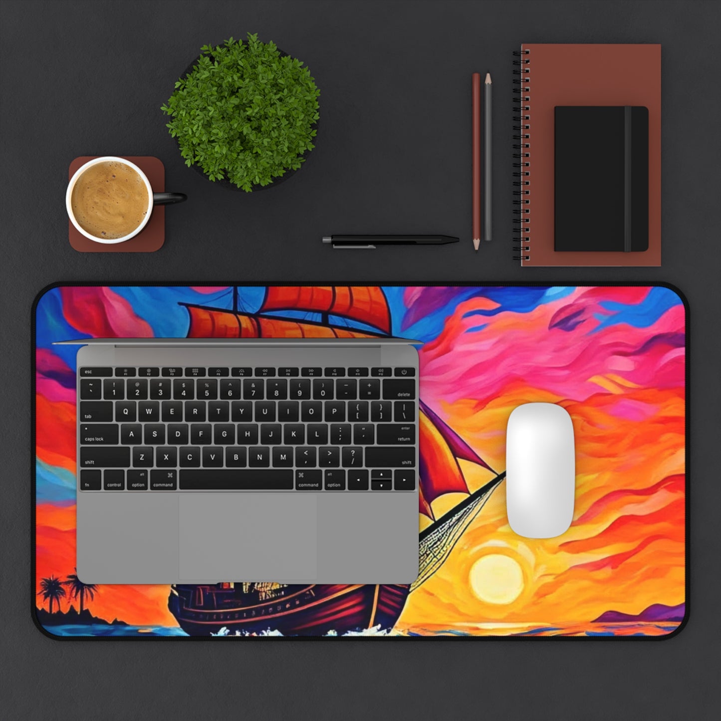 Desk Mat - Sunset Ship Sailing Mouse Pad