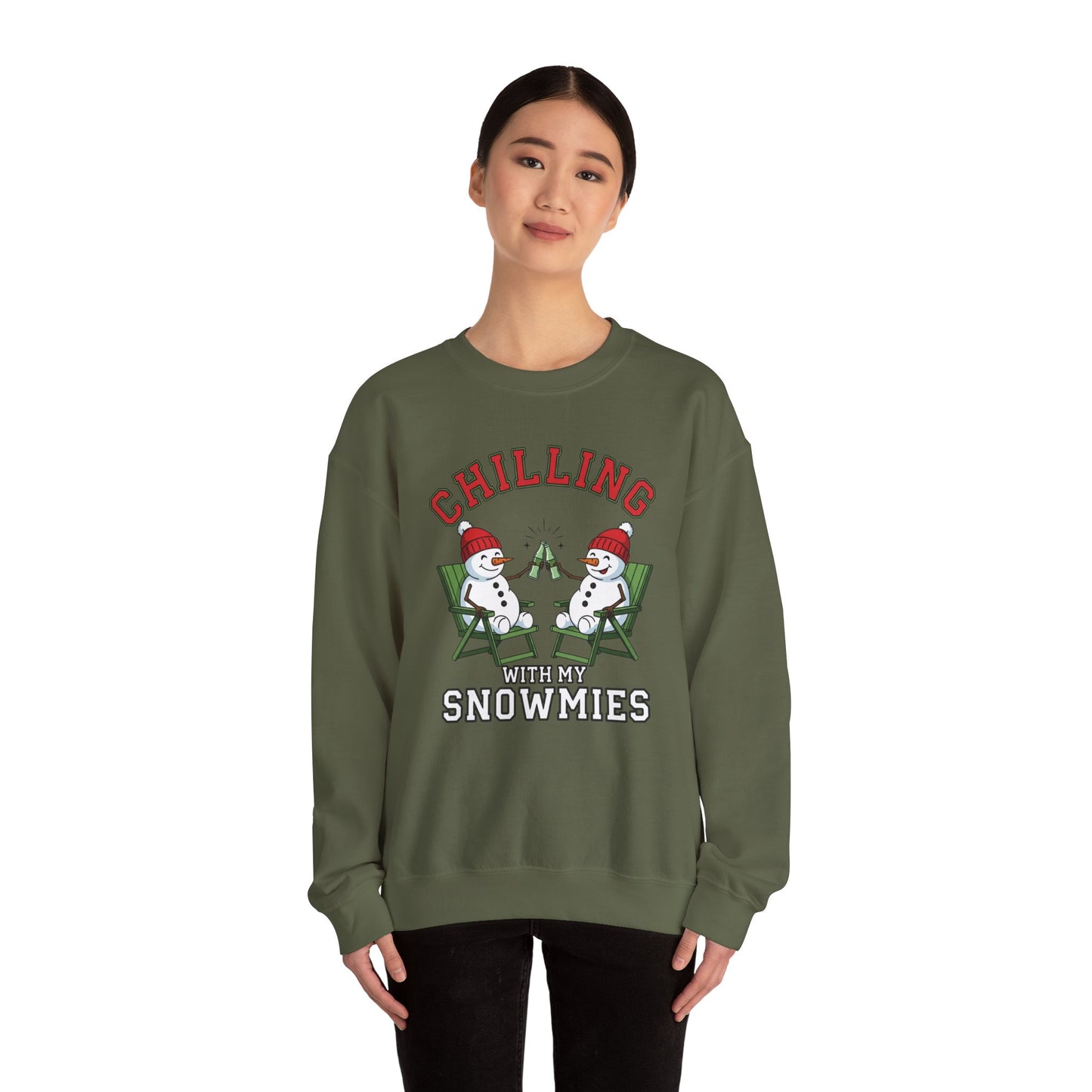 Chilling With My Snowmies Sweatshirt - Funny Christmas Snowman Sweater, Holiday Party Shirt, Cute Winter Gift, Matching Friends Xmas Top