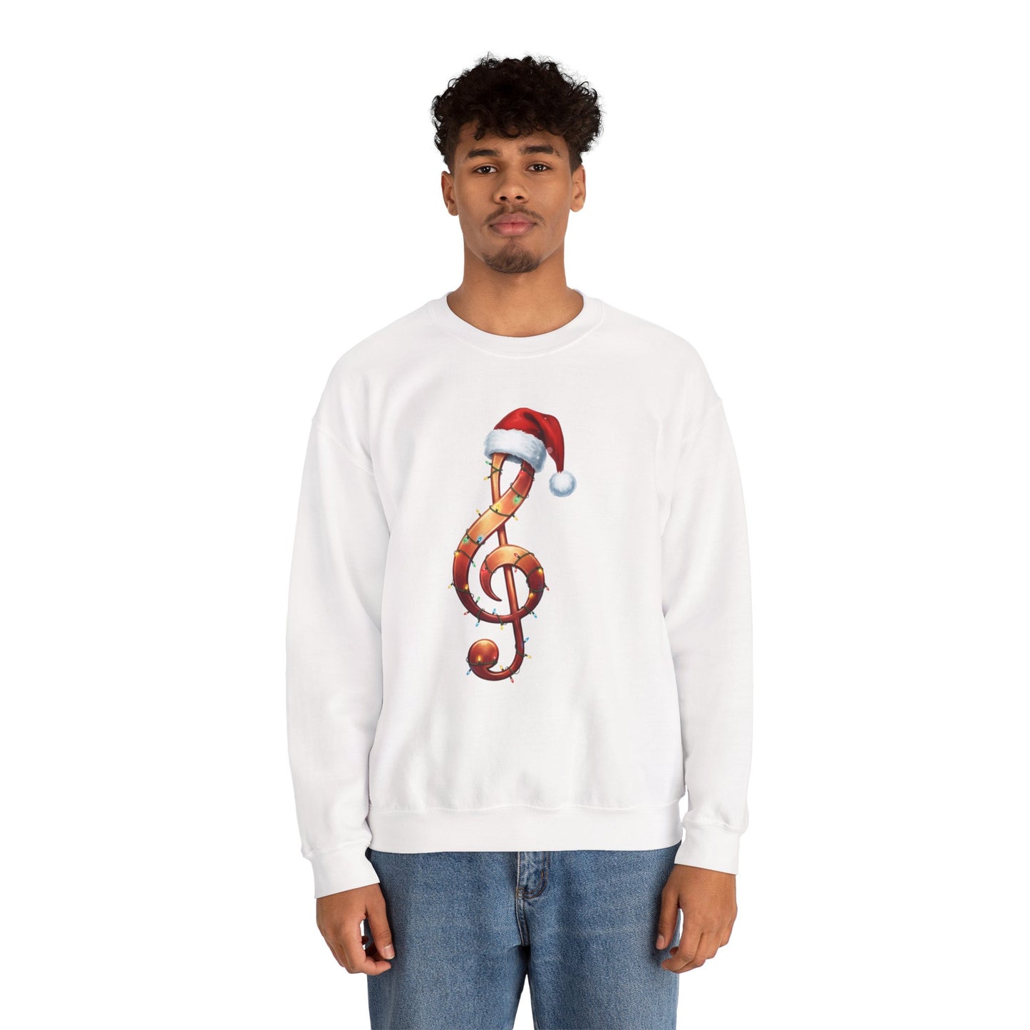 Christmas treble clef sweatshirt, music note Santa hat shirt, Christmas lights music lover sweater, musician holiday crewneck, Xmas gift