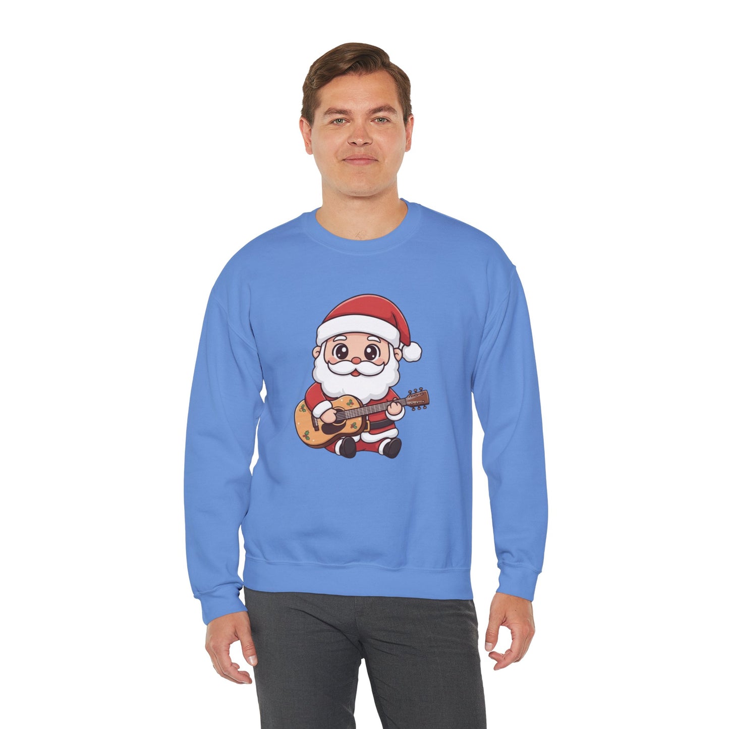 Cute Santa Guitar Sweatshirt | Christmas Music Lover Sweater | Holiday Crewneck | Funny Santa Musician Shirt | Cozy Xmas Gift for Him or Her