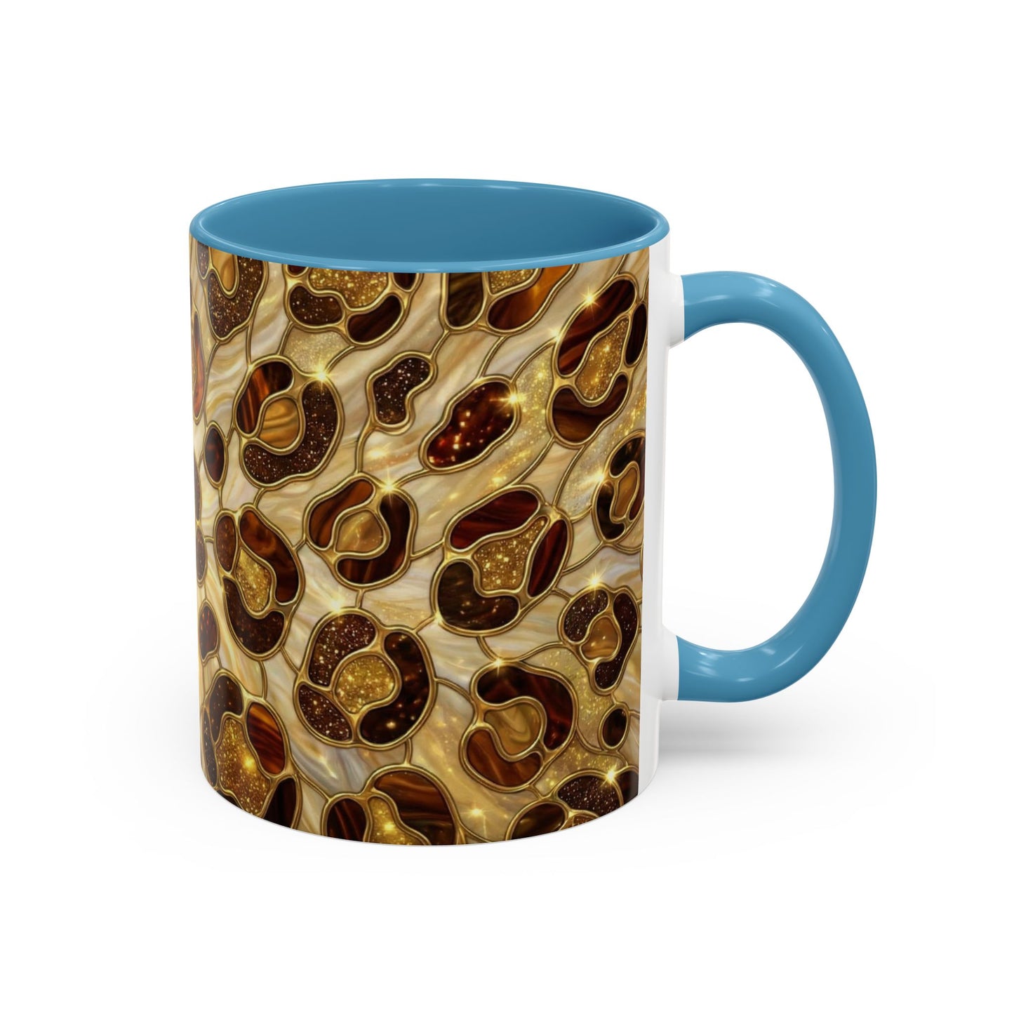 Stained Glass Leopard Print Mug, Gold Cheetah Coffee Cup, Luxury Animal Print Gift, Glam Mosaic Tea Mug, Trendy Desk Decor For Her Gifts