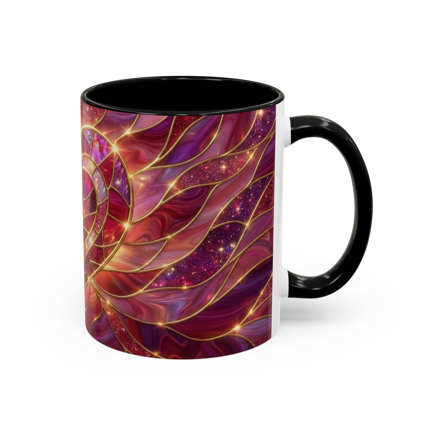 Stained Glass Heart Mug, Valentine Coffee Mug, Romantic Love Mug, Pink Red Ceramic Cup, Gift For Her, Anniversary Gift Mug