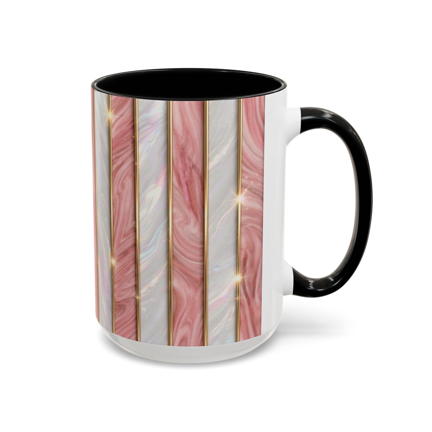 Pink Marble Coffee Mug, Gold Stripe Faux Agate Cup, Glam Desk Accessory, Elegant Tea Mug, Luxury Gift for Her, Chic Office Desk Decor
